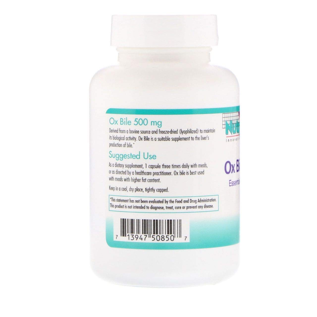 Nutricology Ox Bile Supplement capsules close-up