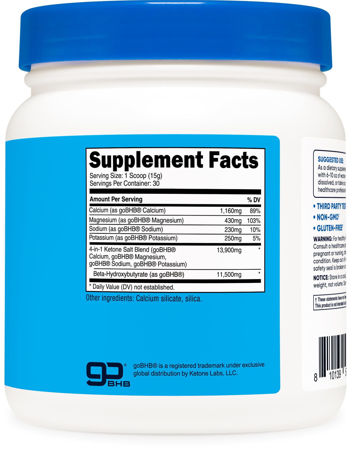Nutricost 4-1 Ketone Salts unflavoured supplement with measuring scoop