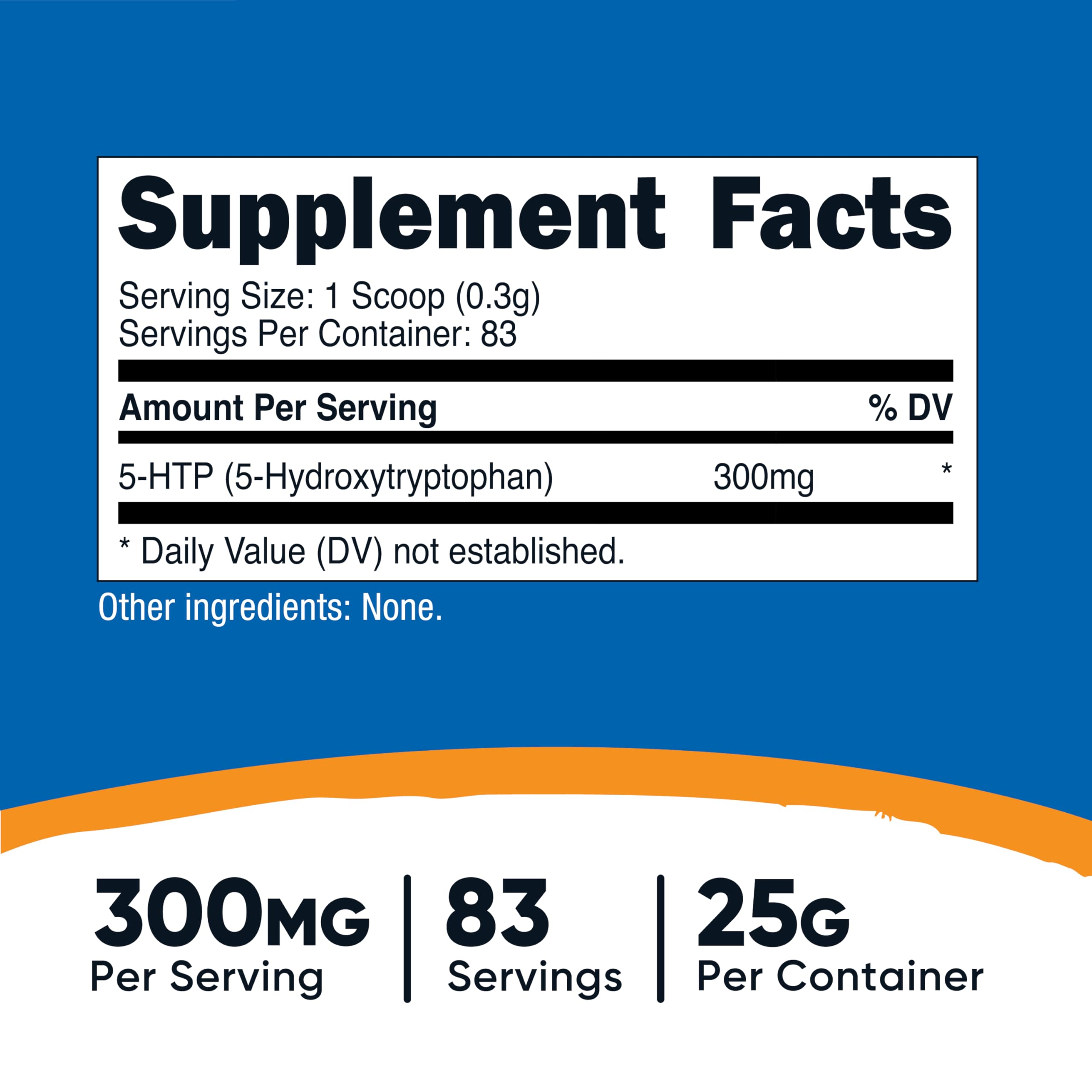 Nutricost 5-HTP Powder back view showing ingredients
