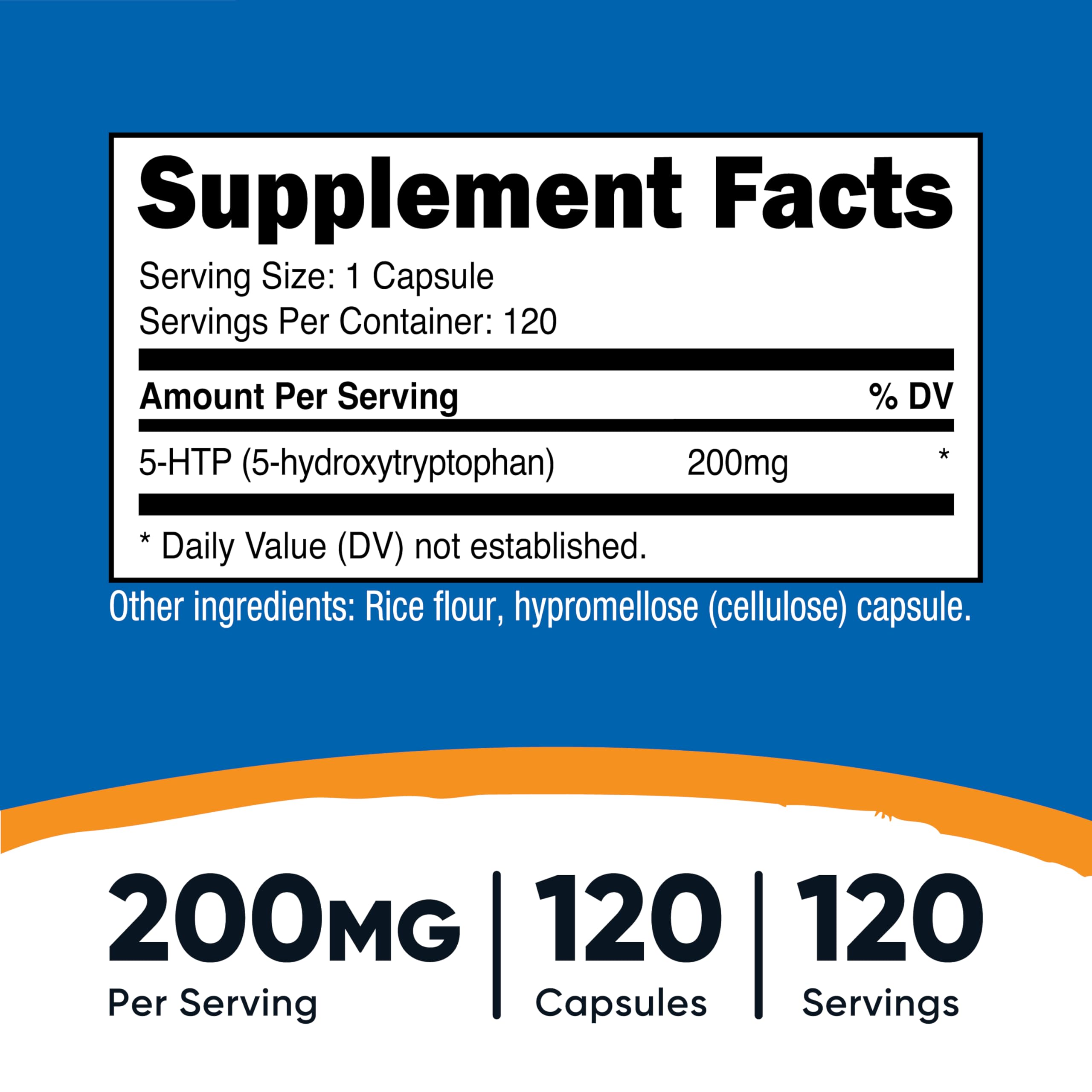 Nutricost 5-HTP Supplement bottle with label showing ingredients