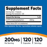 Nutricost 5-HTP Supplement bottle with label showing ingredients