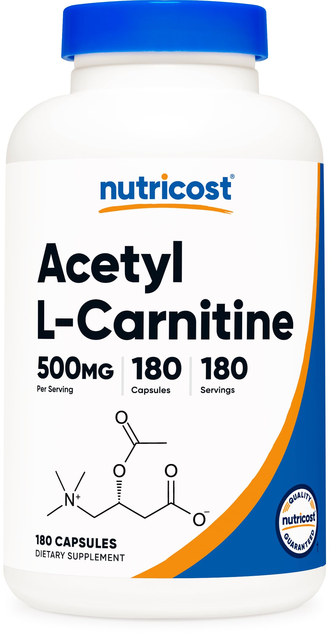 Nutricost Acetyl L-Carnitine 500mg 180 Capsules front view