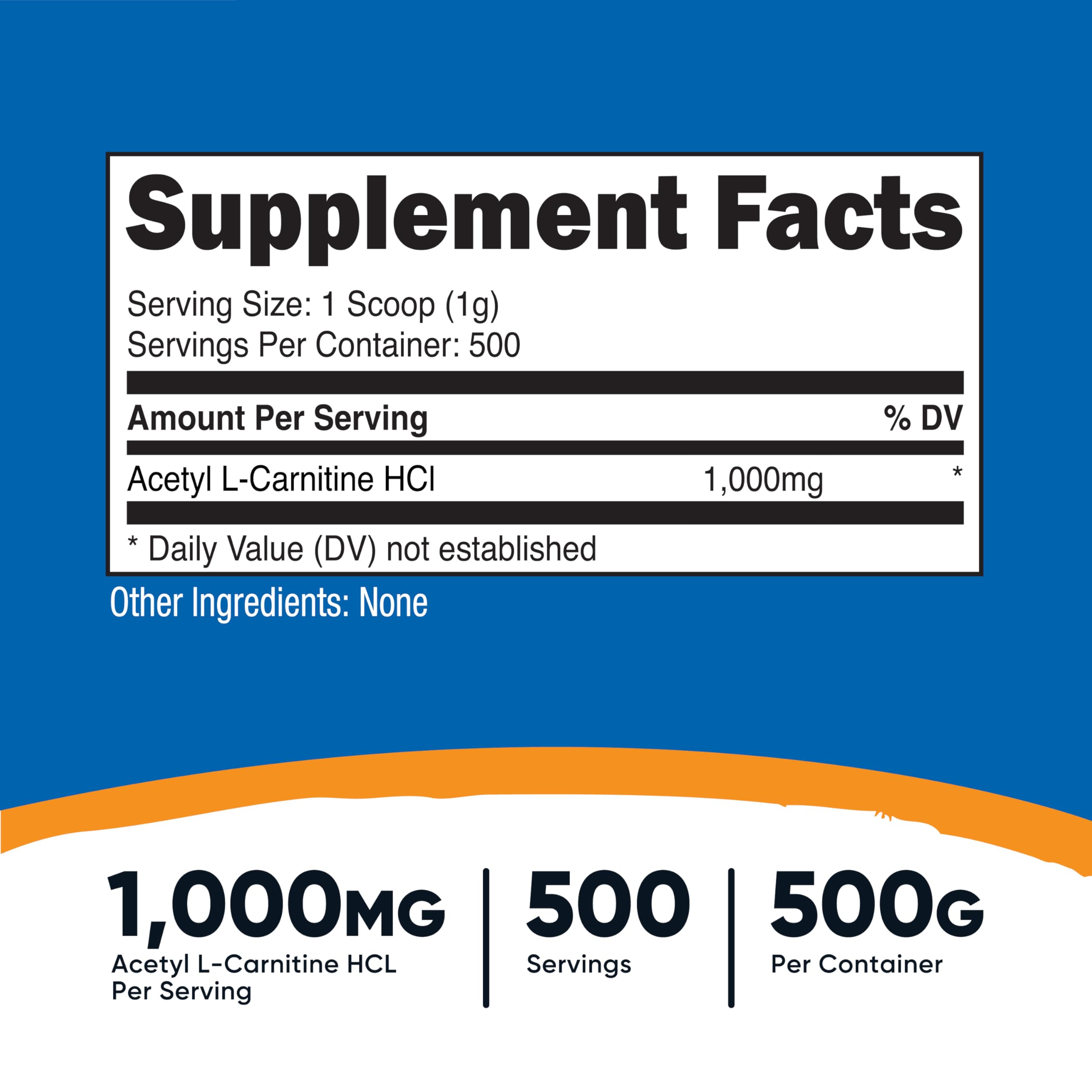 Nutricost Acetyl L-Carnitine Powder 500g packaging