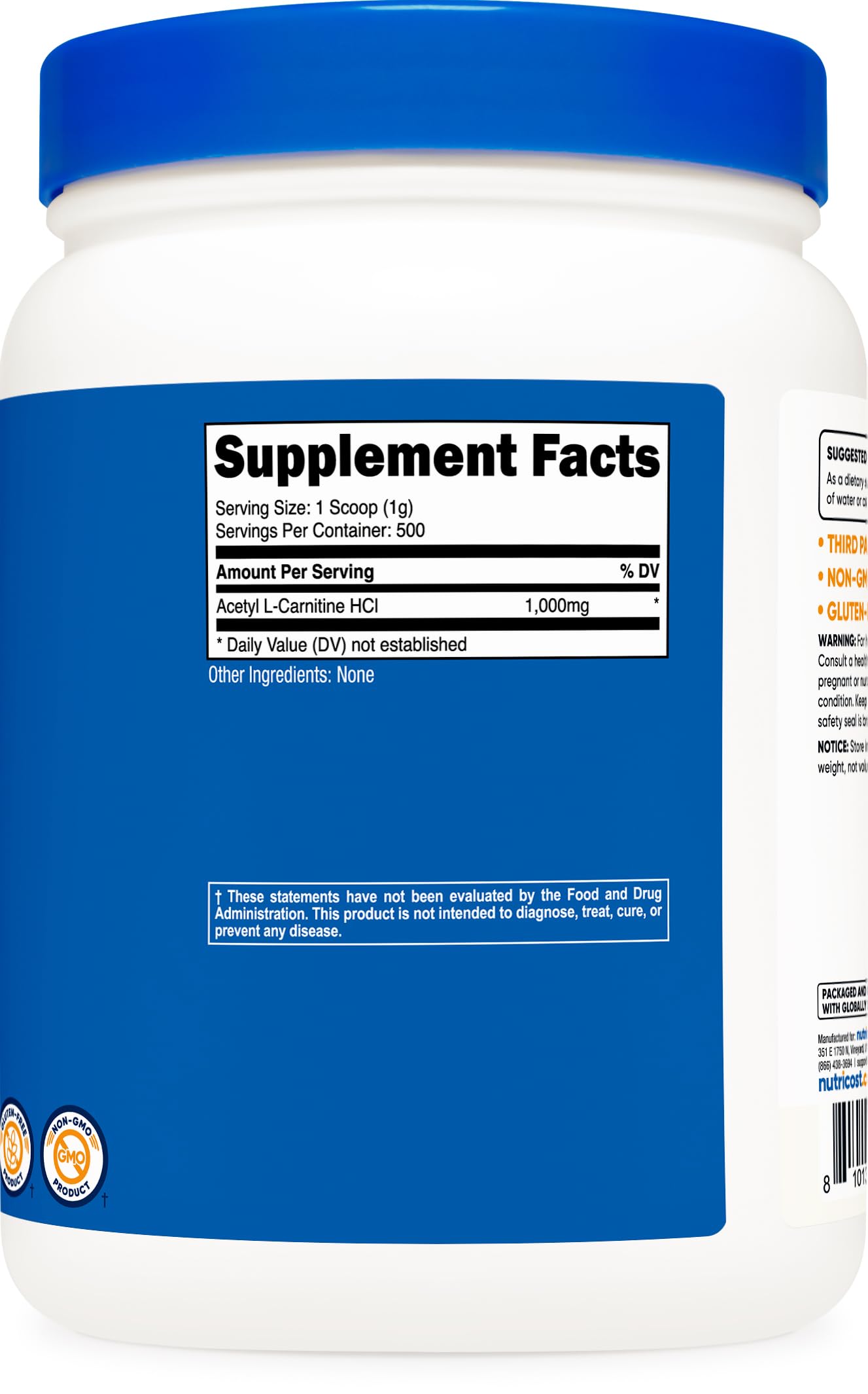 Nutricost Acetyl L-Carnitine Powder ingredient list