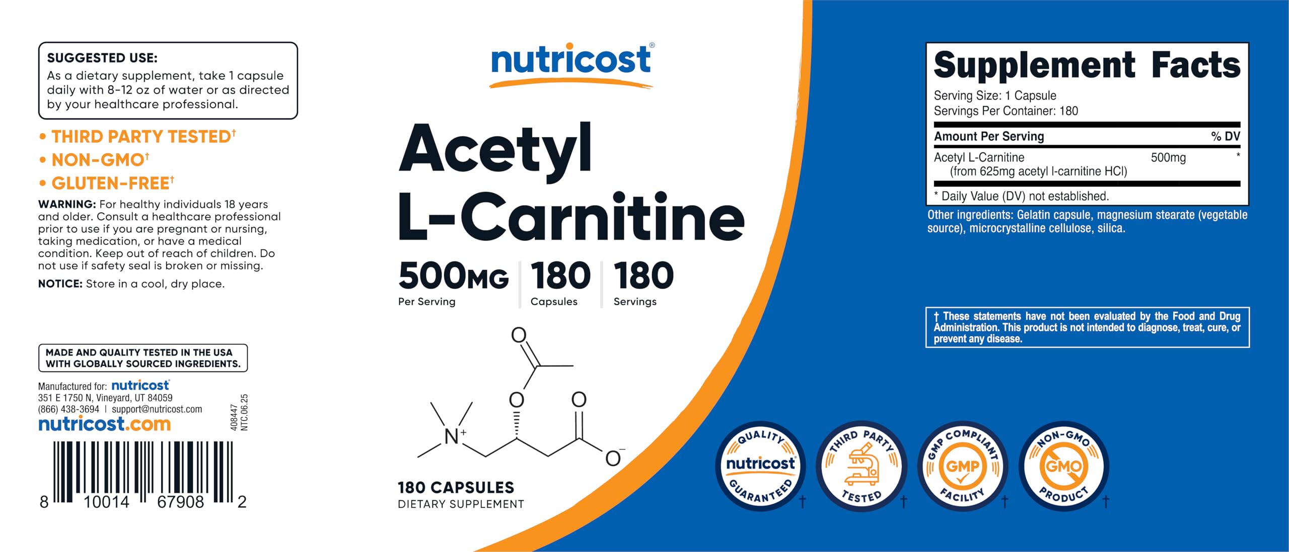 Nutricost Acetyl L-Carnitine product packaging