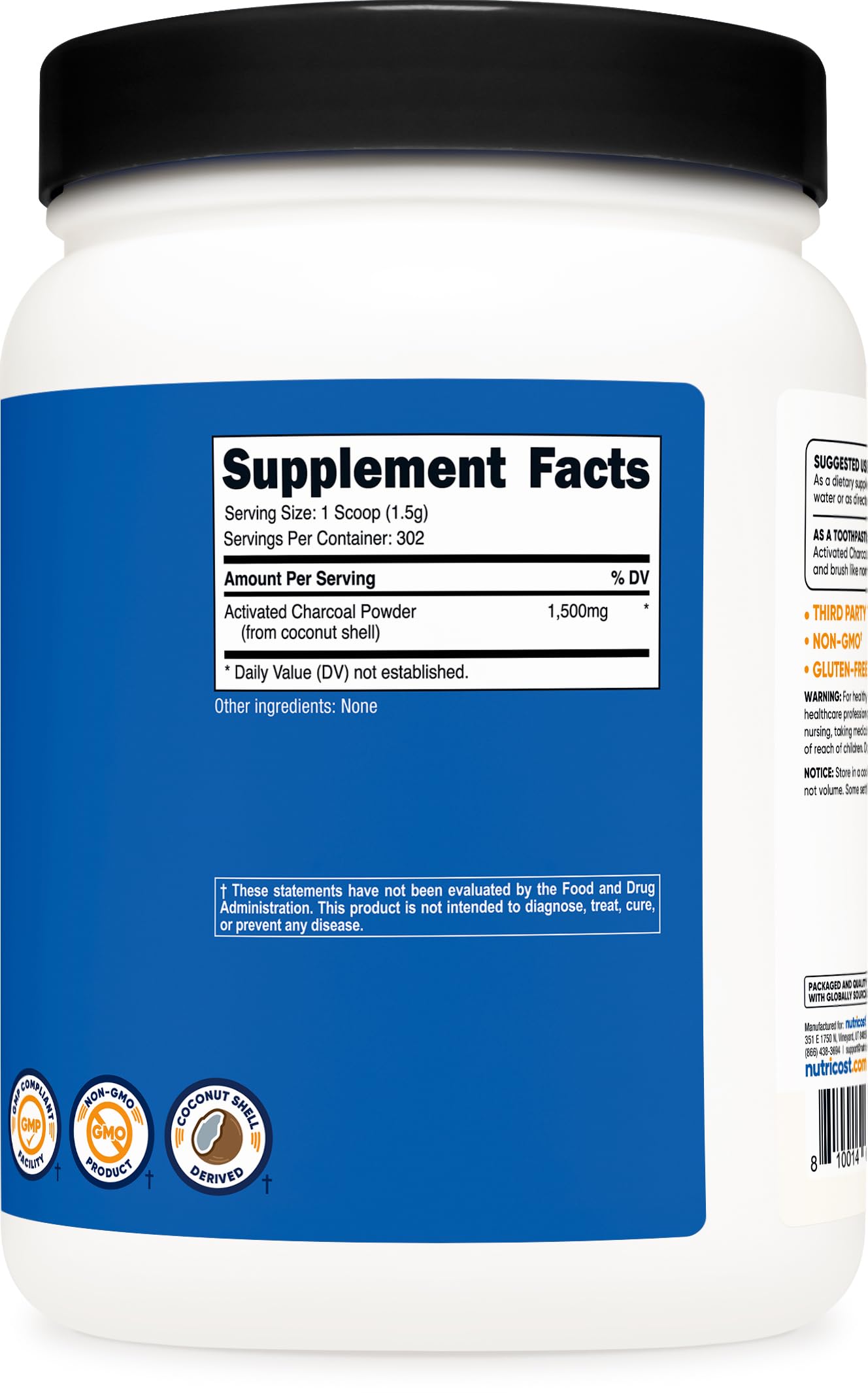 Nutricost Activated Charcoal Powder ingredients list