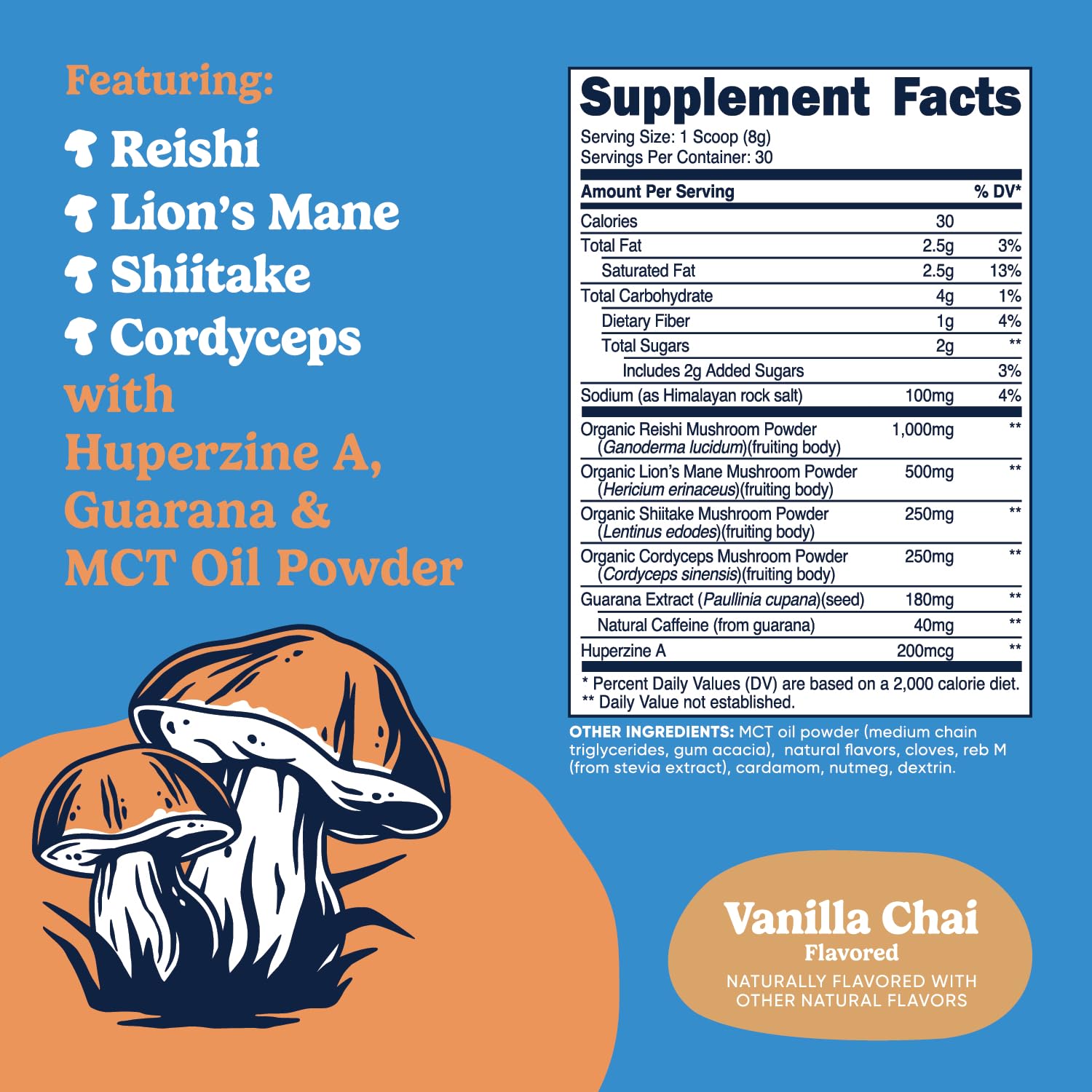 Nutricost Adaptogenic Mushroom Drink Vanilla Chai container side view