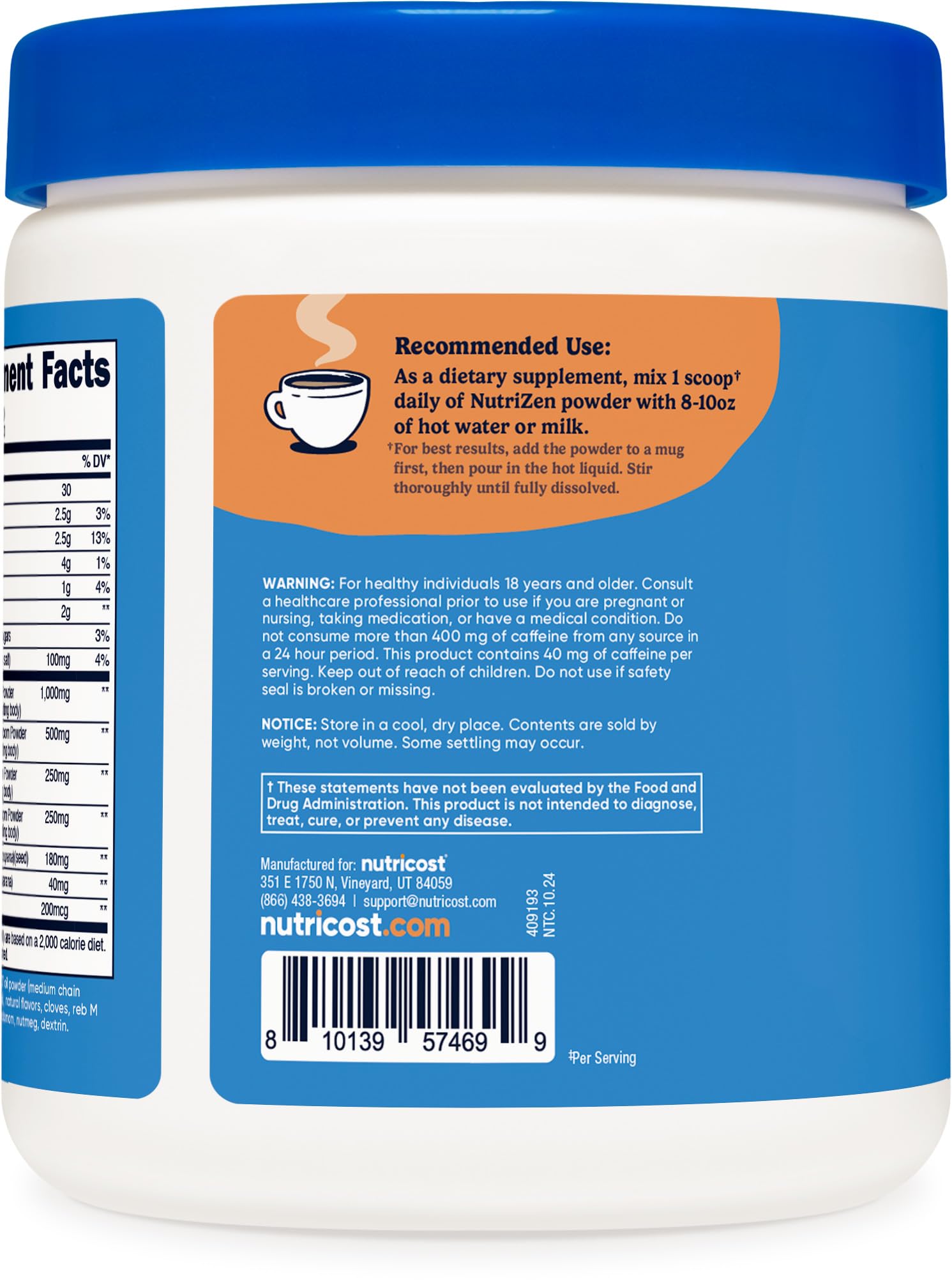 Nutricost Adaptogenic Mushroom Drink Vanilla Chai ingredients close-up