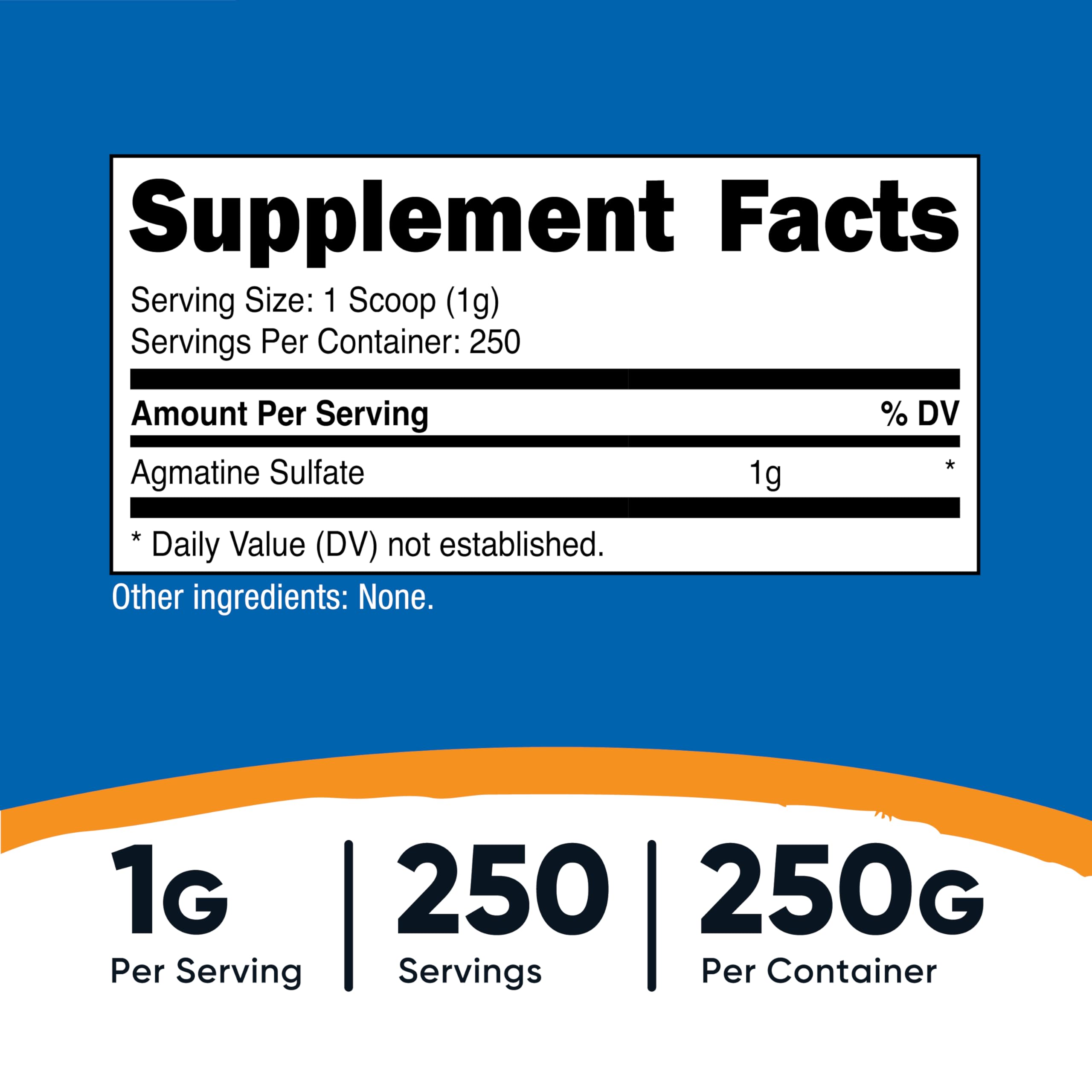 Nutricost Agmatine Sulfate 250g powder nutritional information