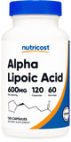 Nutricost Alpha Lipoic Acid 600mg 120 Capsules front view