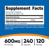 Nutricost Alpha Lipoic Acid 600mg bottle side view