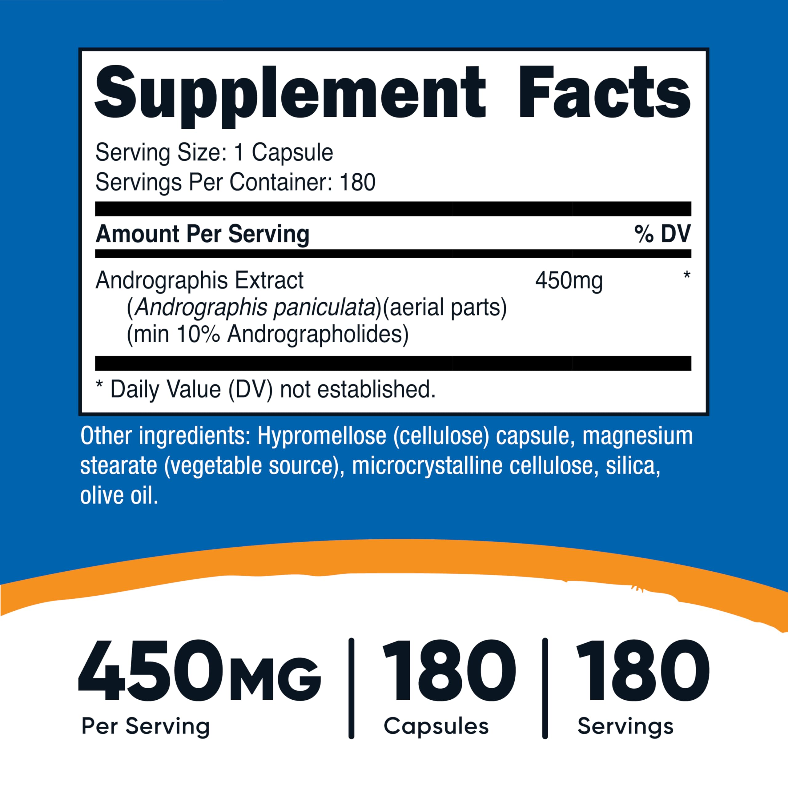 Nutricost Andrographis Paniculata 450mg capsules side view