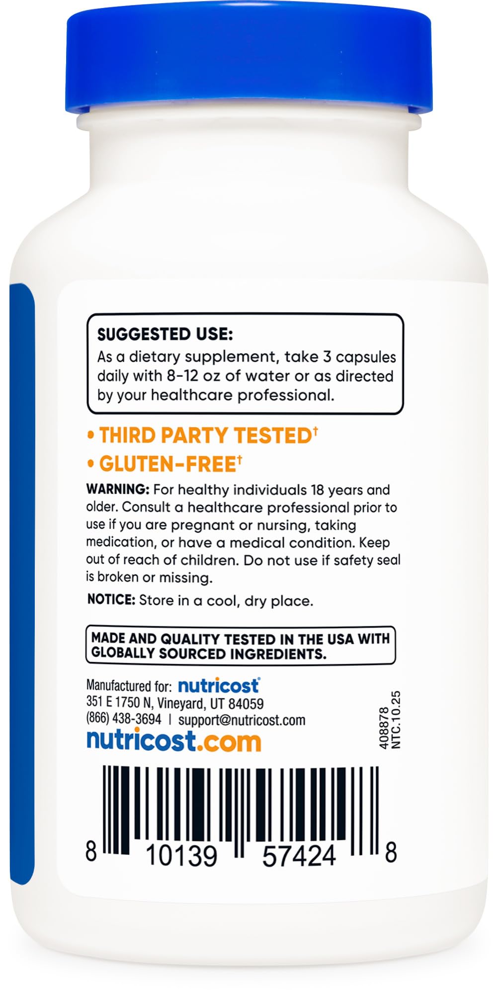 Nutricost Apple Pectin Capsules displayed with a measuring spoon