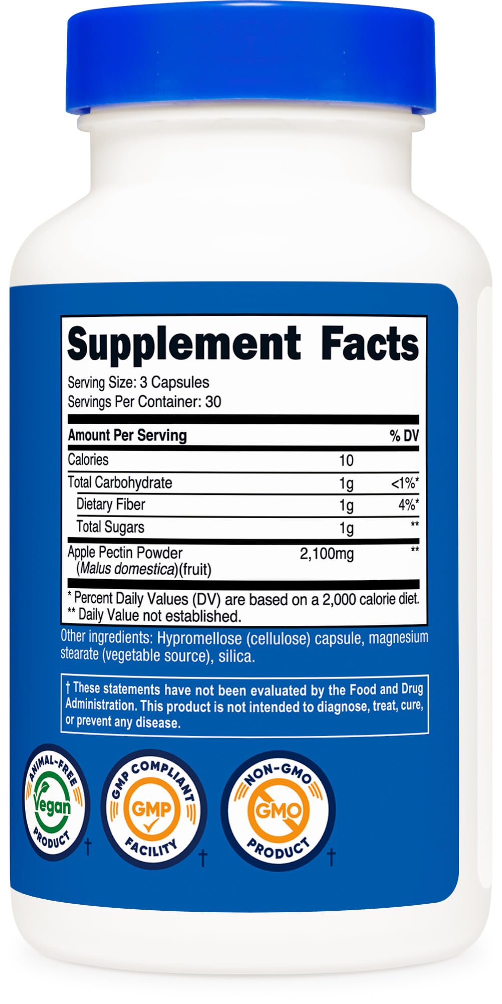 Nutricost Apple Pectin Capsules packaging and ingredients list