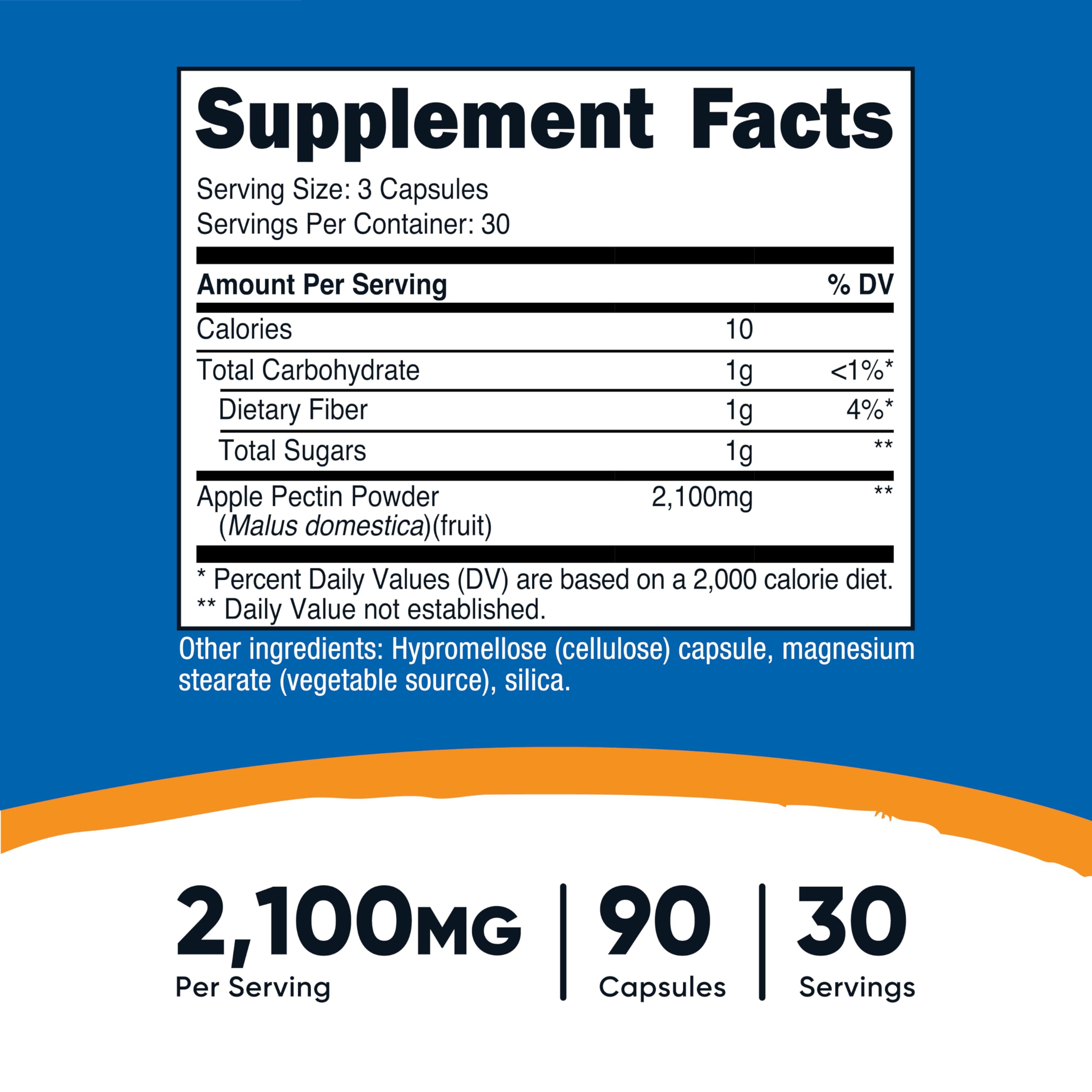 Nutricost Apple Pectin Capsules side view showing capsule size