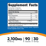 Nutricost Apple Pectin Capsules side view showing capsule size