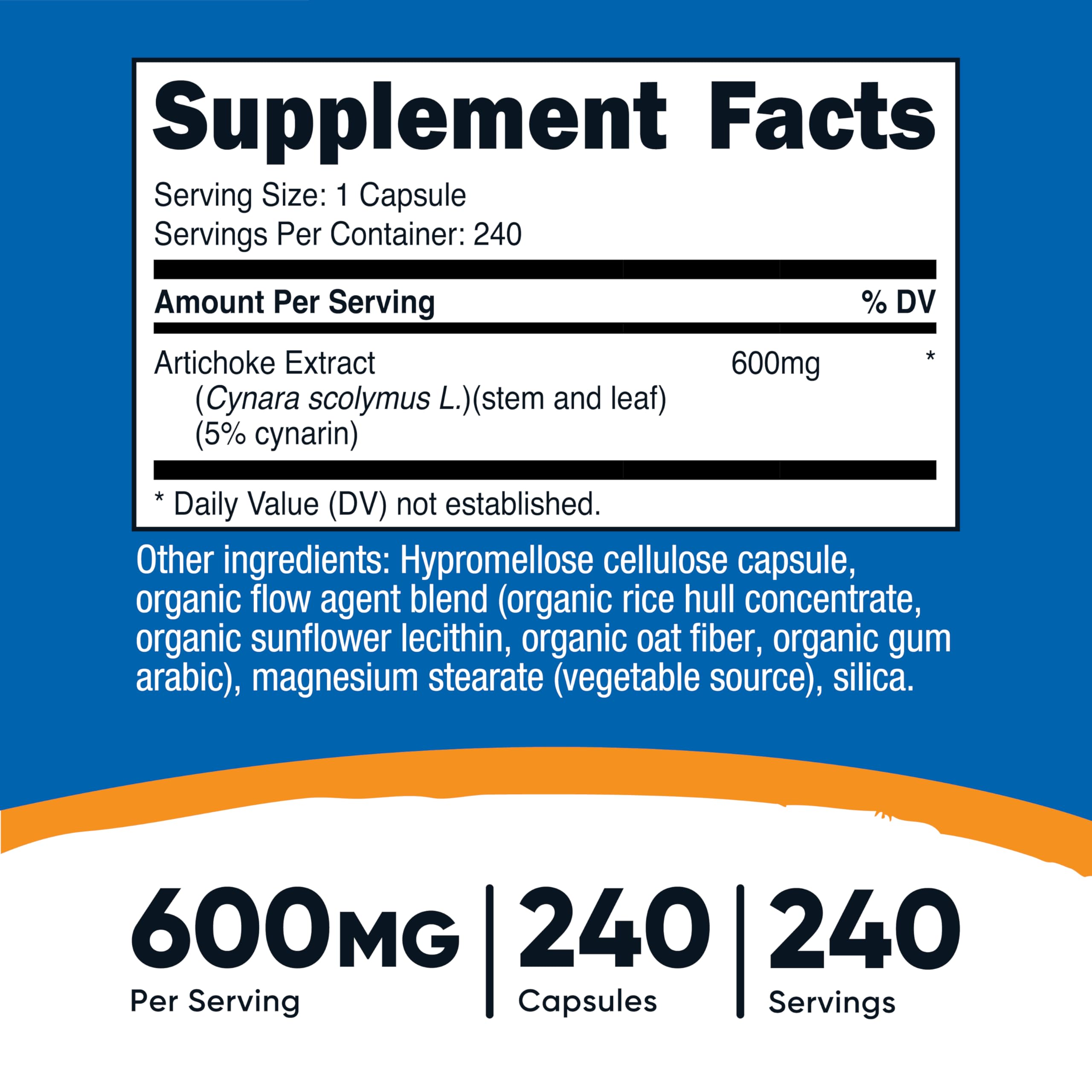 Nutricost Artichoke Extract bottle side view