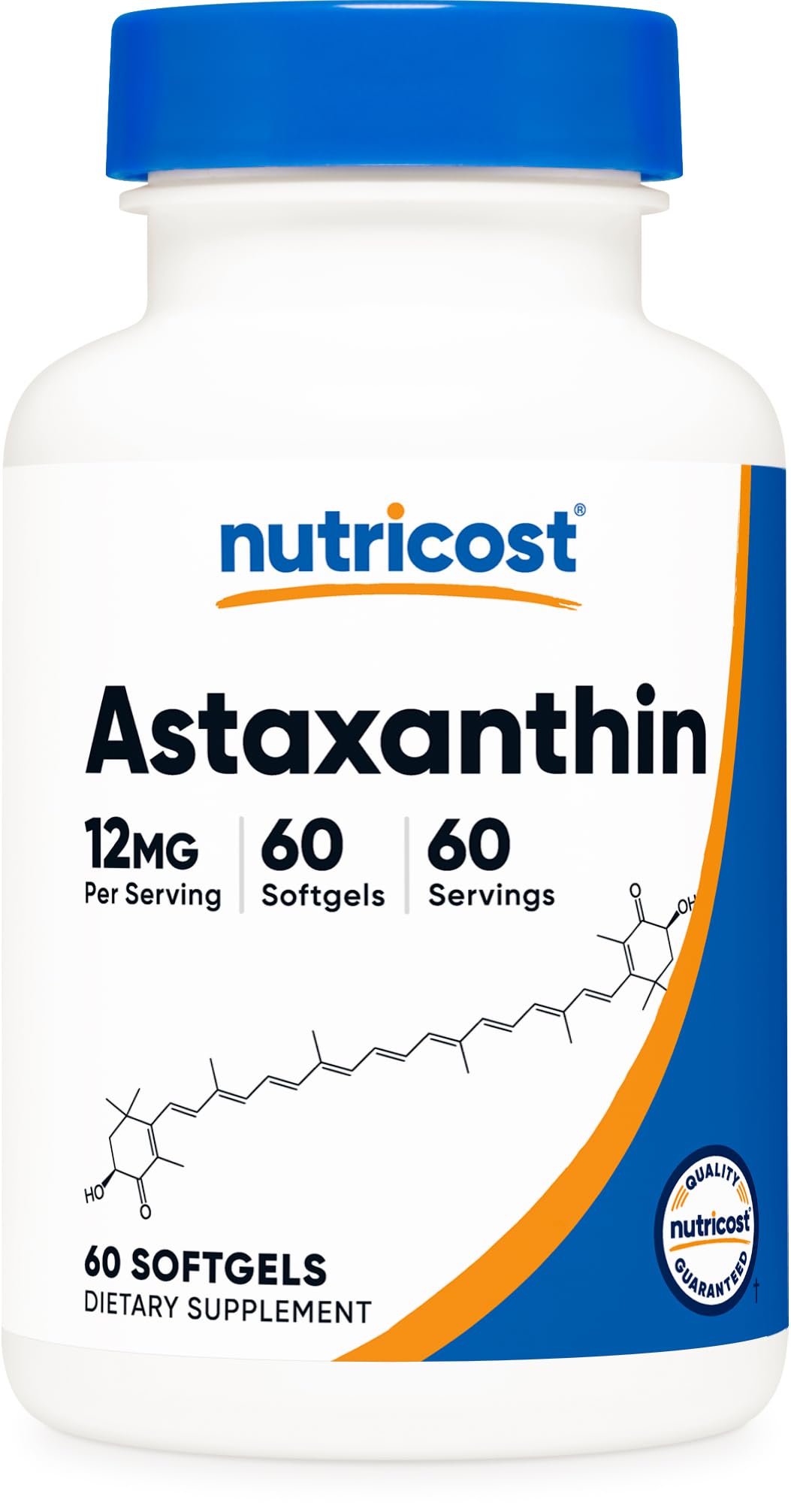 Nutricost Astaxanthin 12mg softgels bottle front view