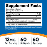 Nutricost Astaxanthin 12mg softgels side view showing softgel