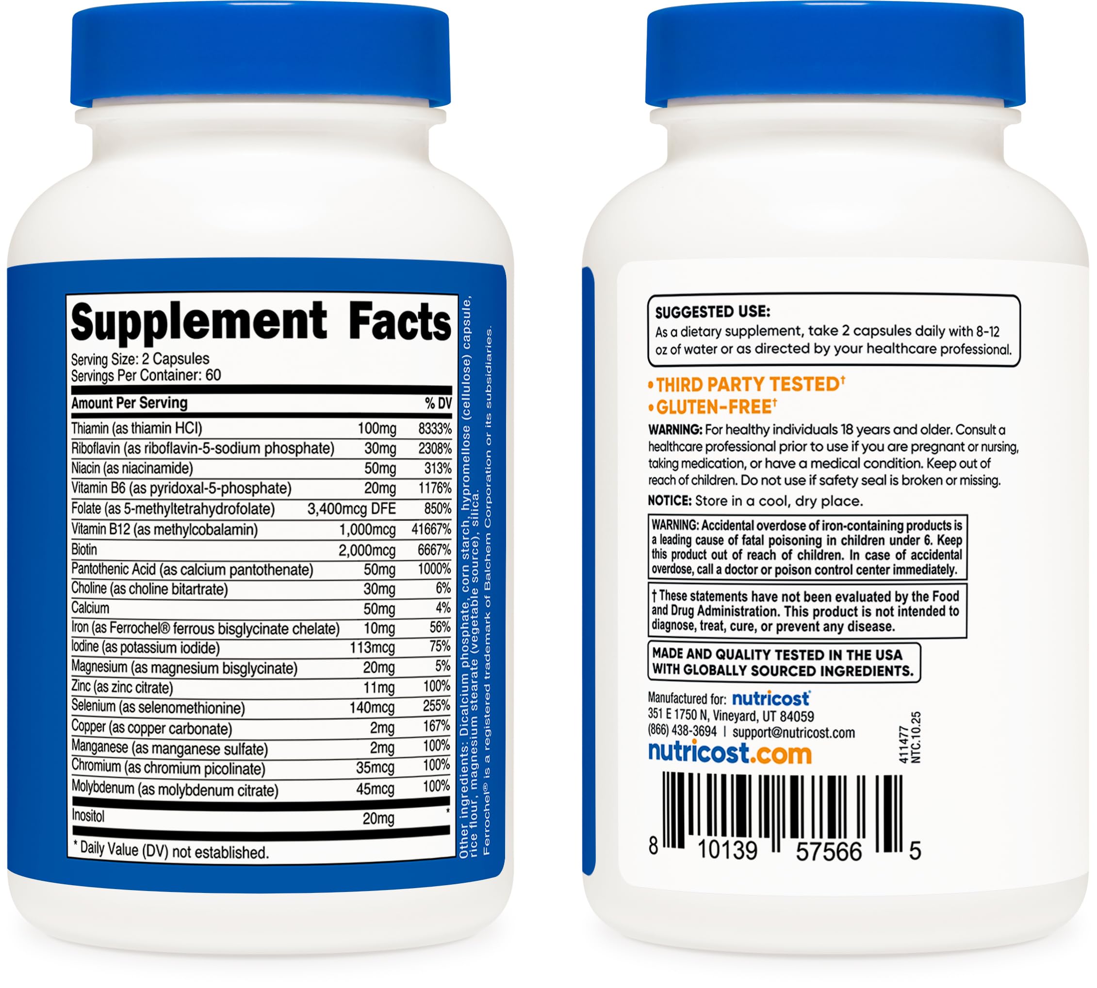 Nutricost B-Complex Vitamins capsules close-up