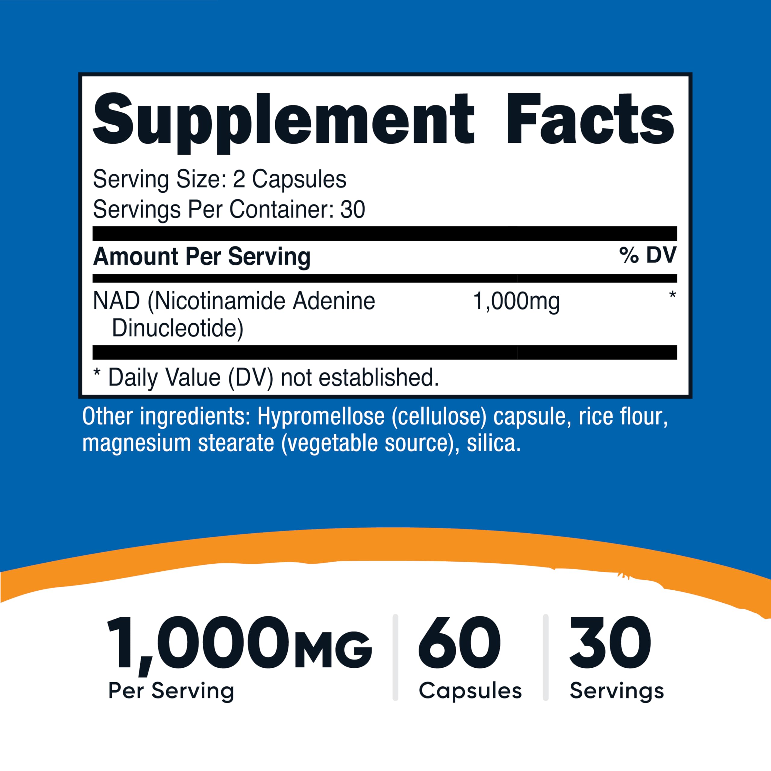 Nutricost B3 (Niacin) 1000mg 60 Capsules side view