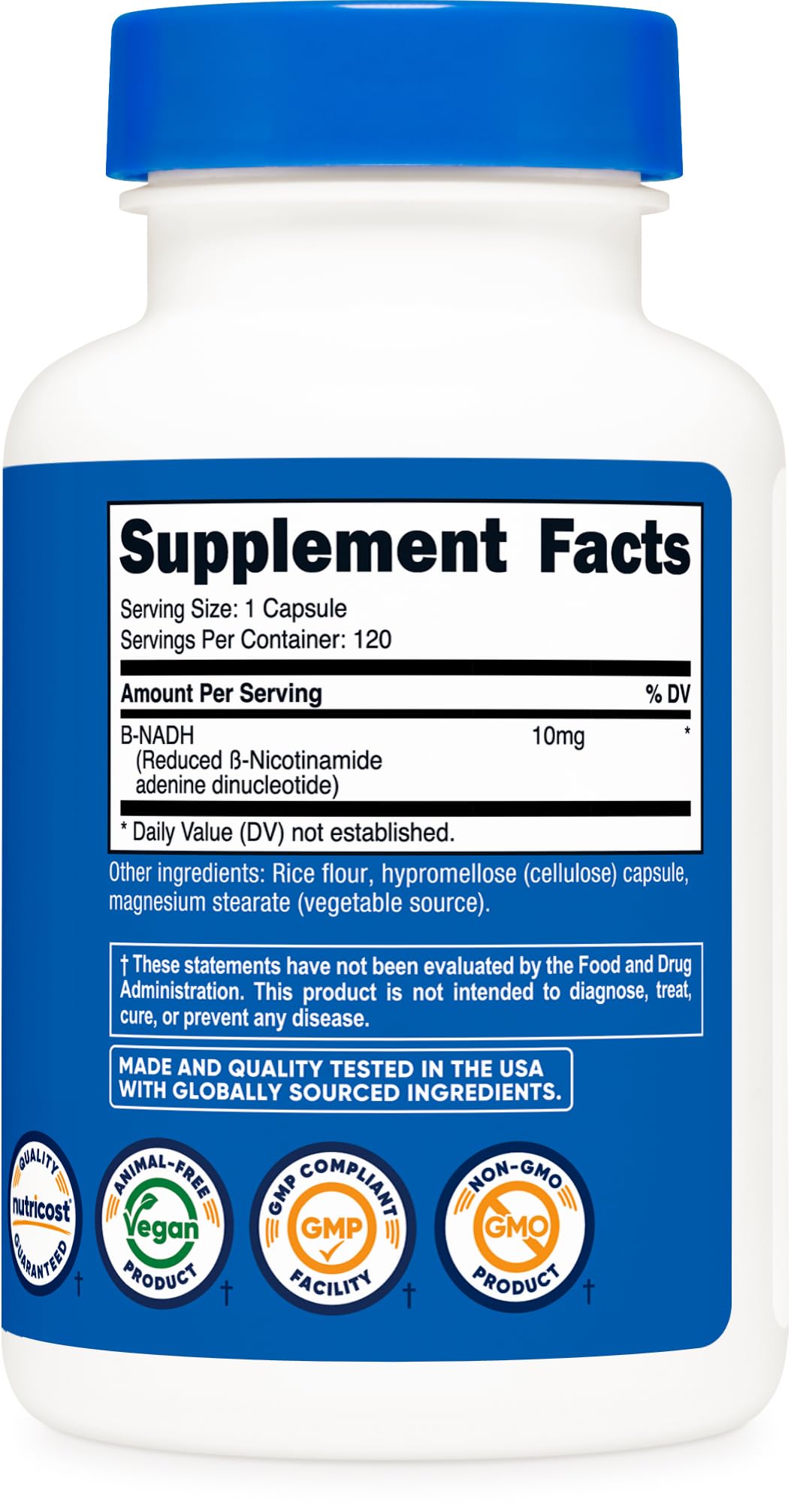 Nutricost B3 (Niacin) bottle on a wooden table