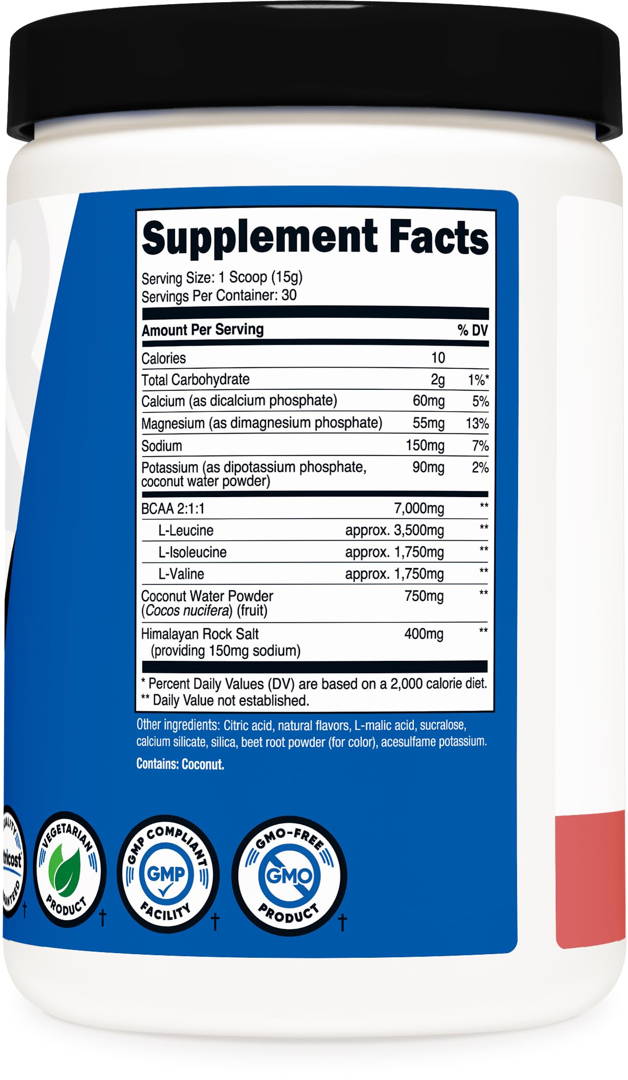 Nutricost BCAA + Hydration powder in a glass of water
