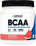 Nutricost BCAA Powder 500g front view with label