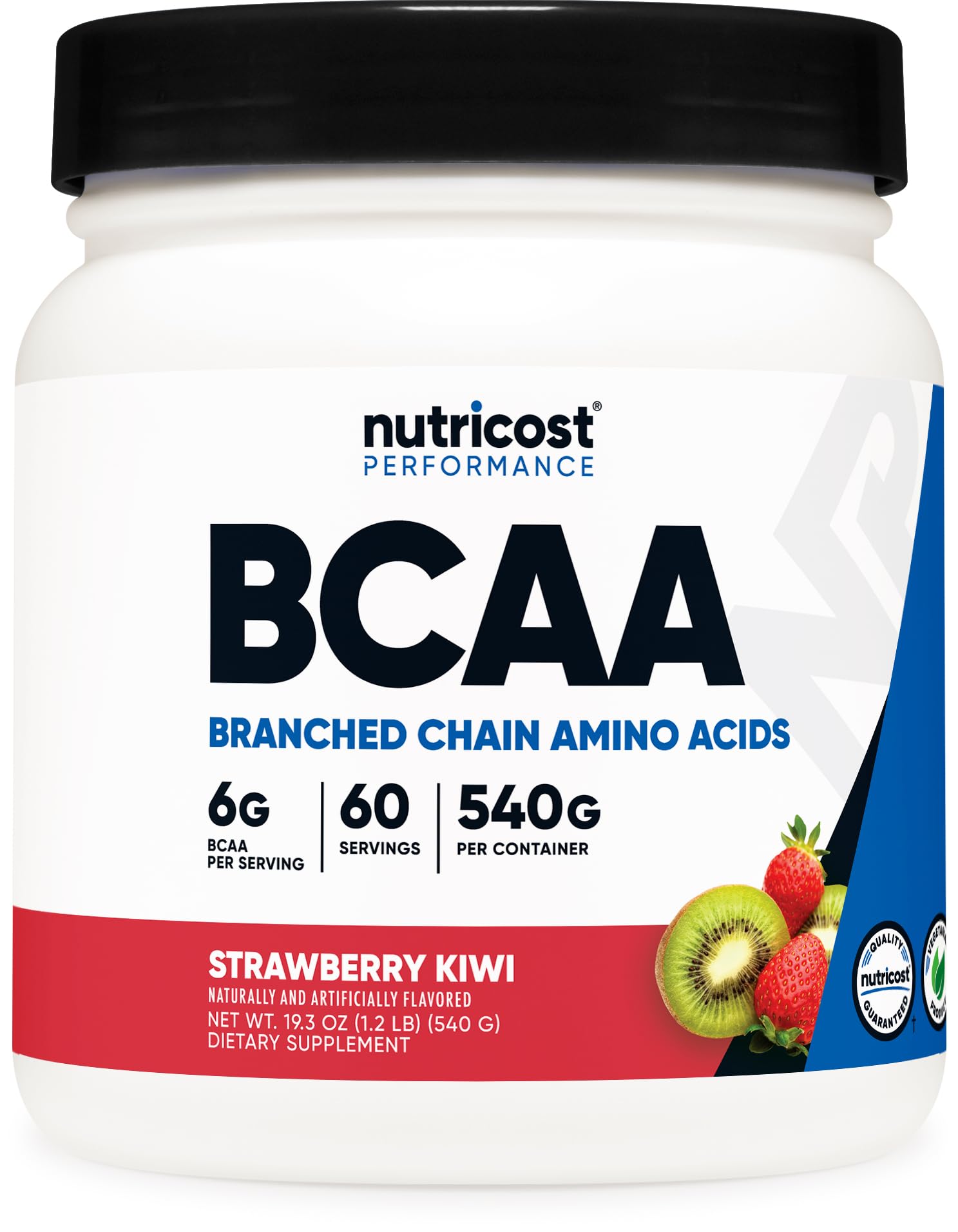 Nutricost BCAA Powder 630g front view with packaging