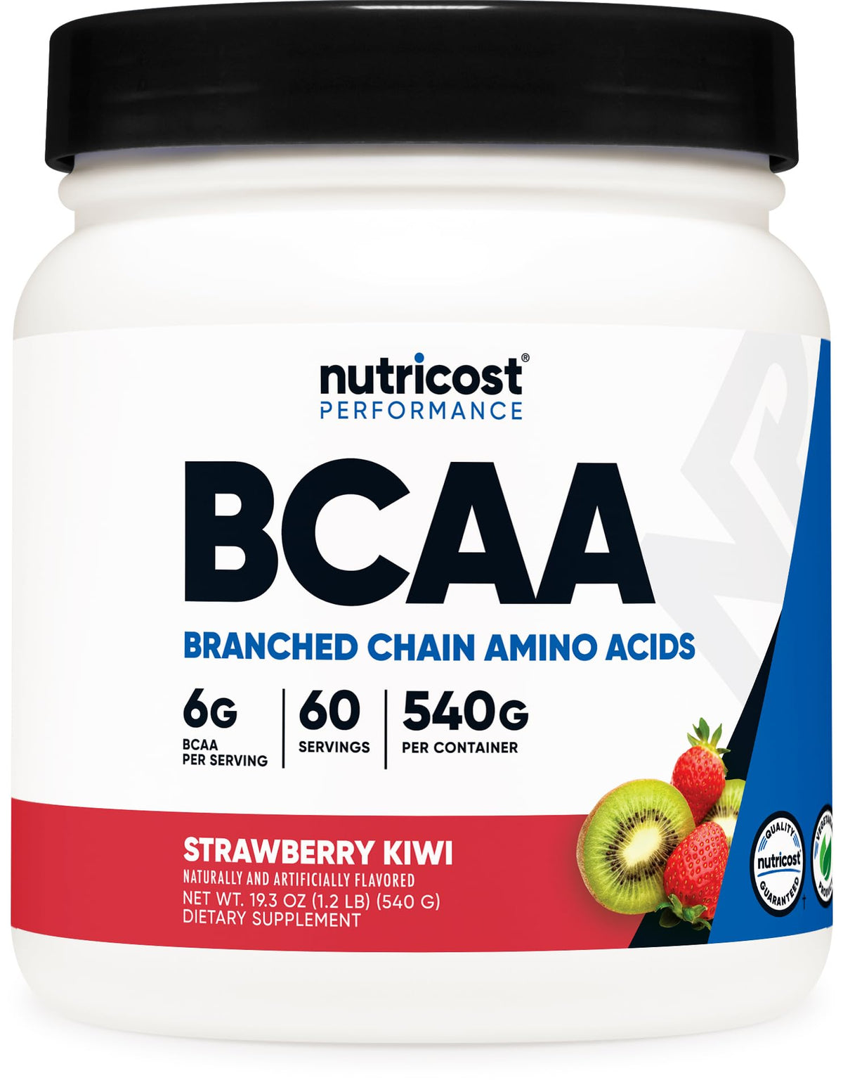 Nutricost BCAA Powder 630g front view with packaging