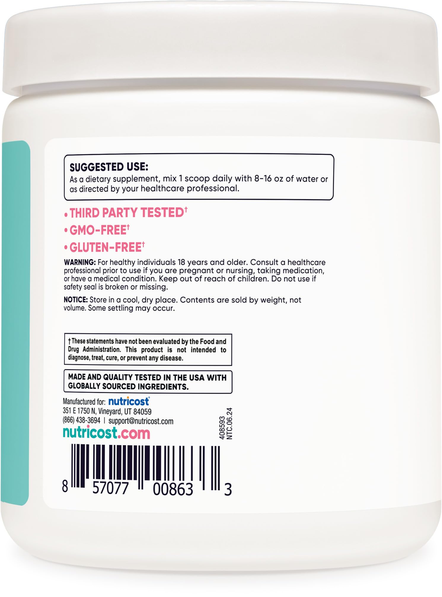 Nutricost BCAA Powder for Women 372g scoop included