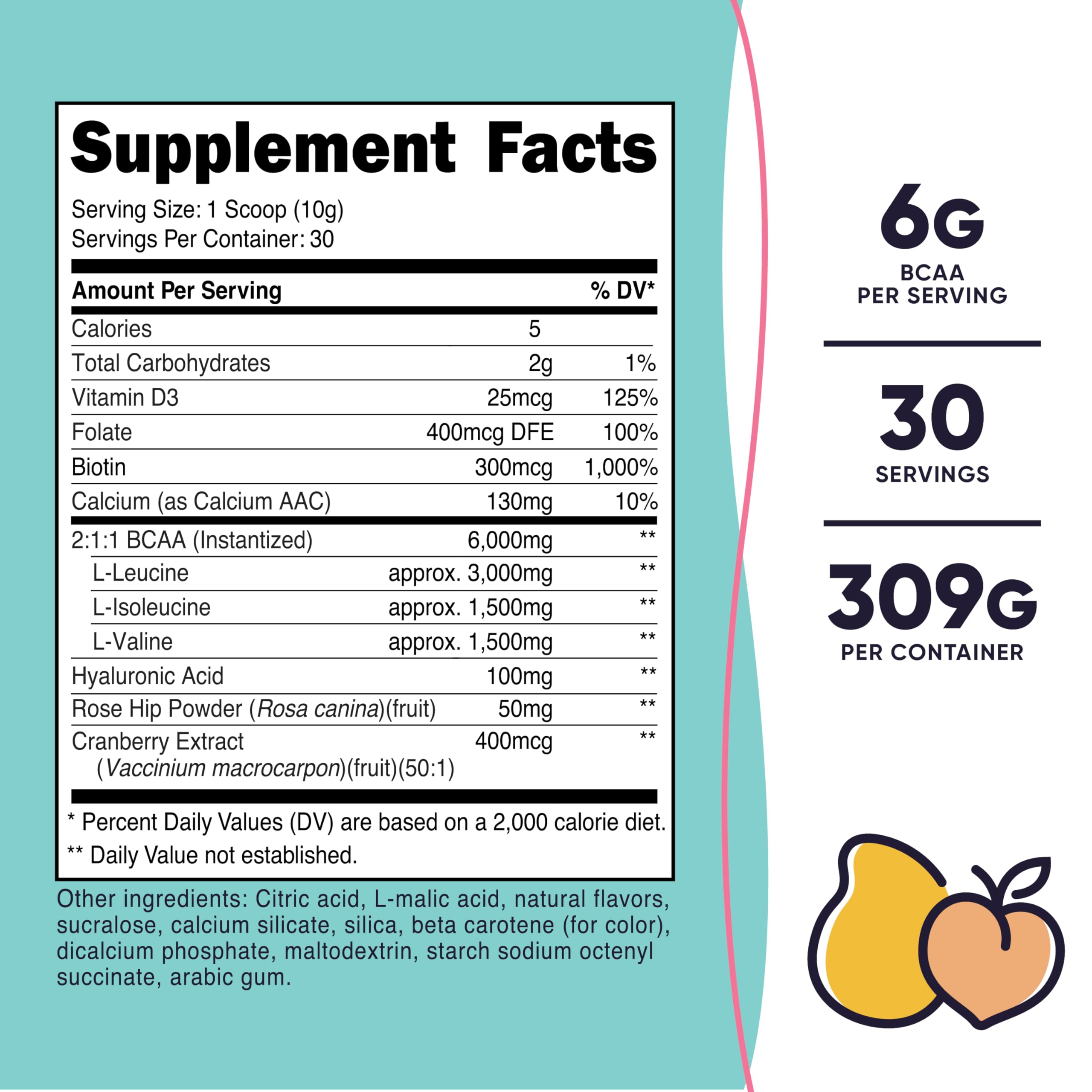 Nutricost BCAA Powder for Women 372g side view