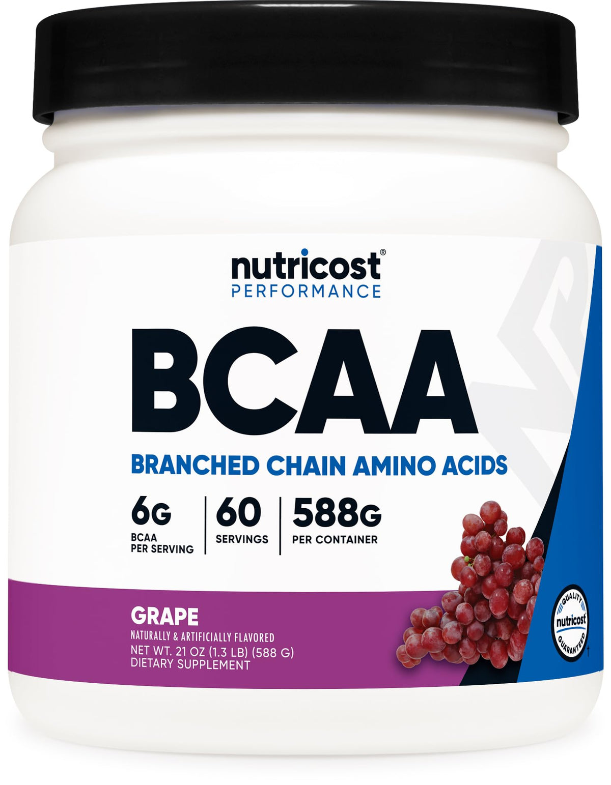 Nutricost BCAA Powder grape flavour front view