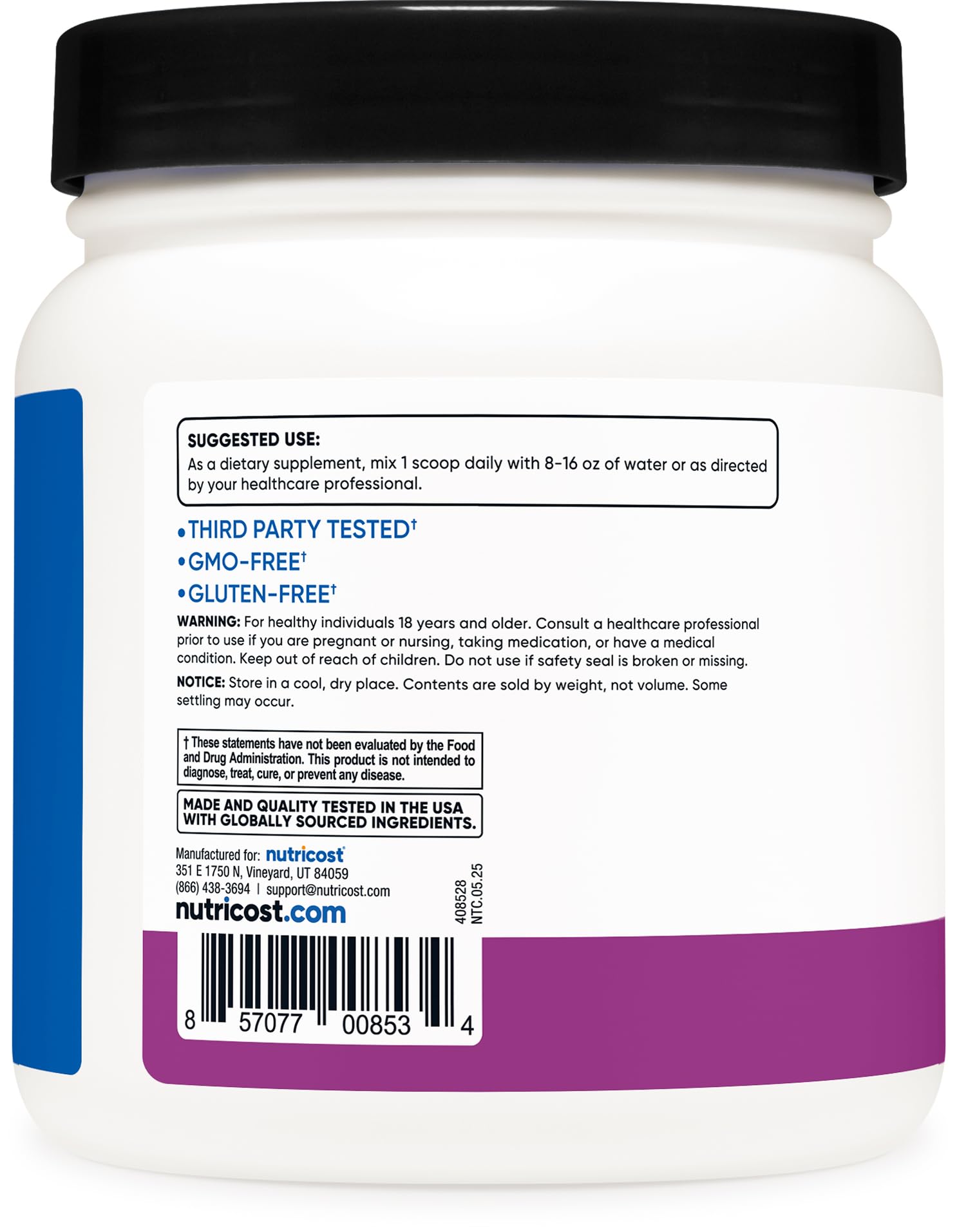 Nutricost BCAA Powder grape flavour scoop