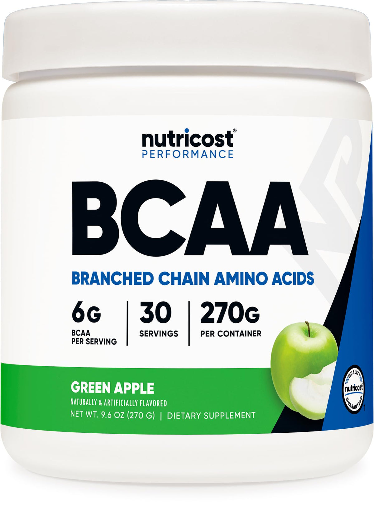 Nutricost BCAA Powder Green Apple front view