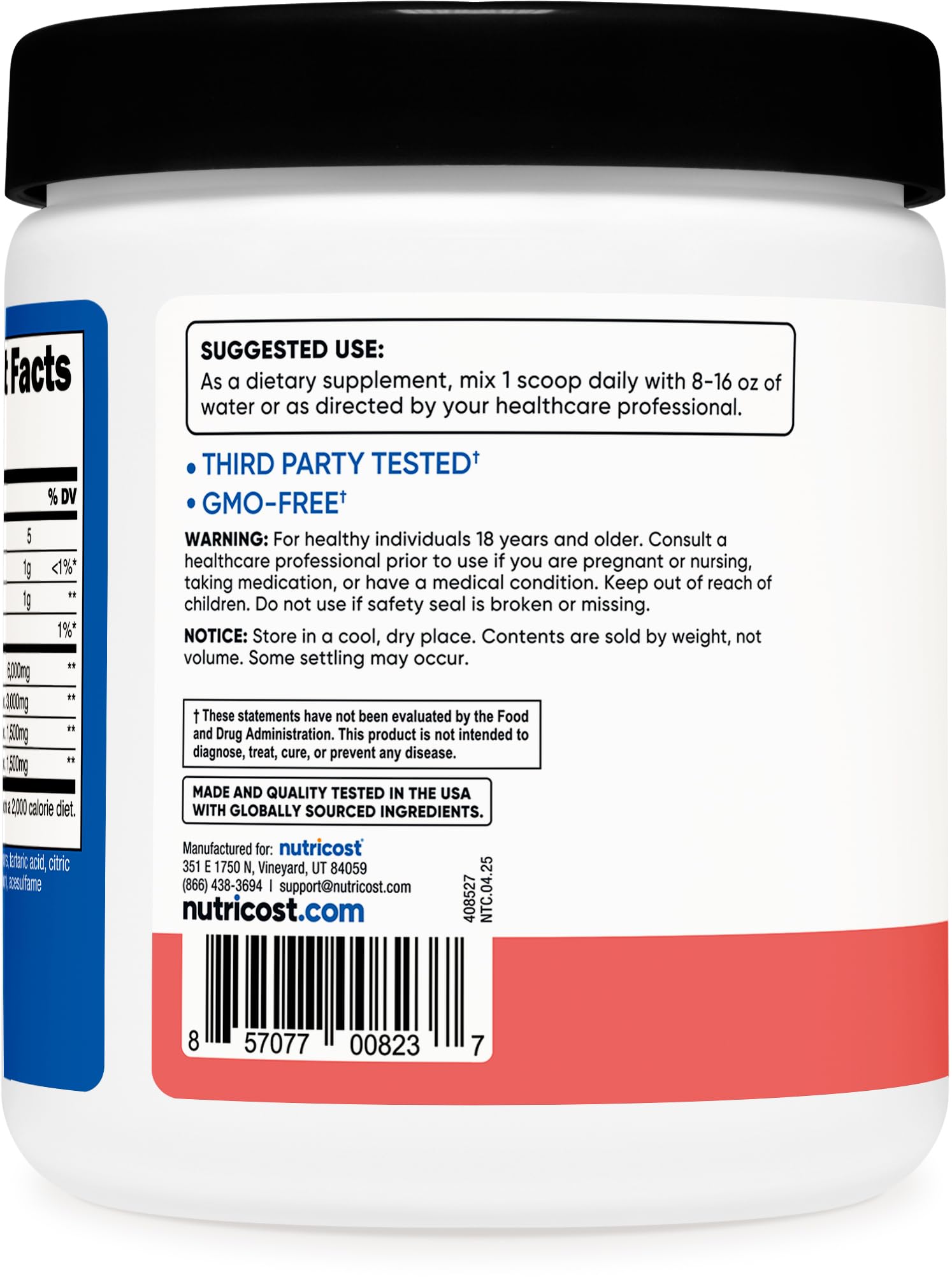 Nutricost BCAA Powder in a shaker bottle