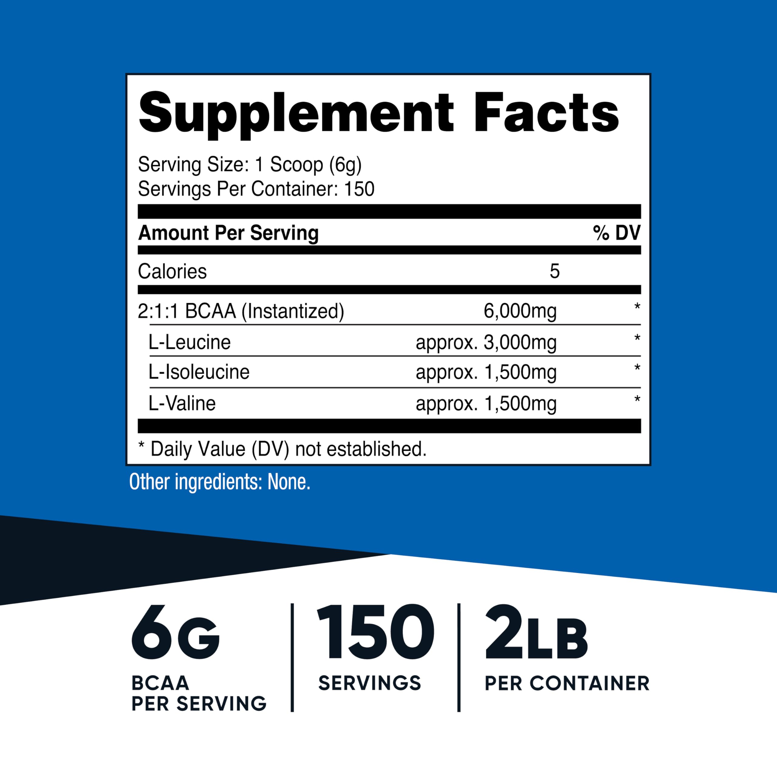 Nutricost BCAA Powder nutritional information label