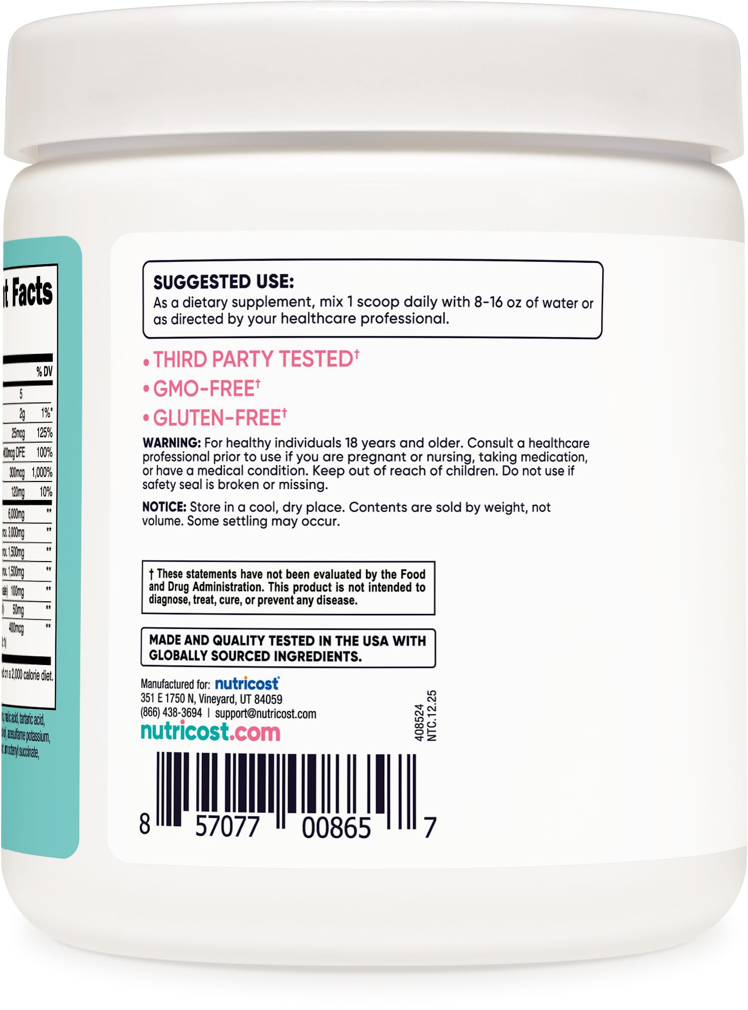 Nutricost BCAA Powder packaging and serving suggestion