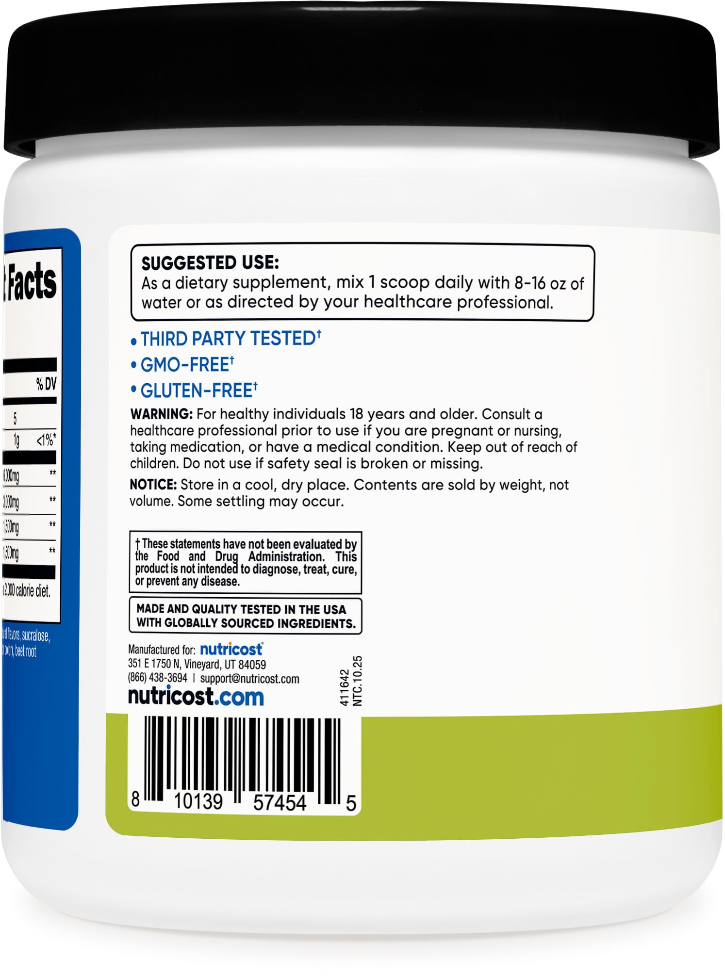 Nutricost BCAA Powder Peach Pear Flavour scoop with powder