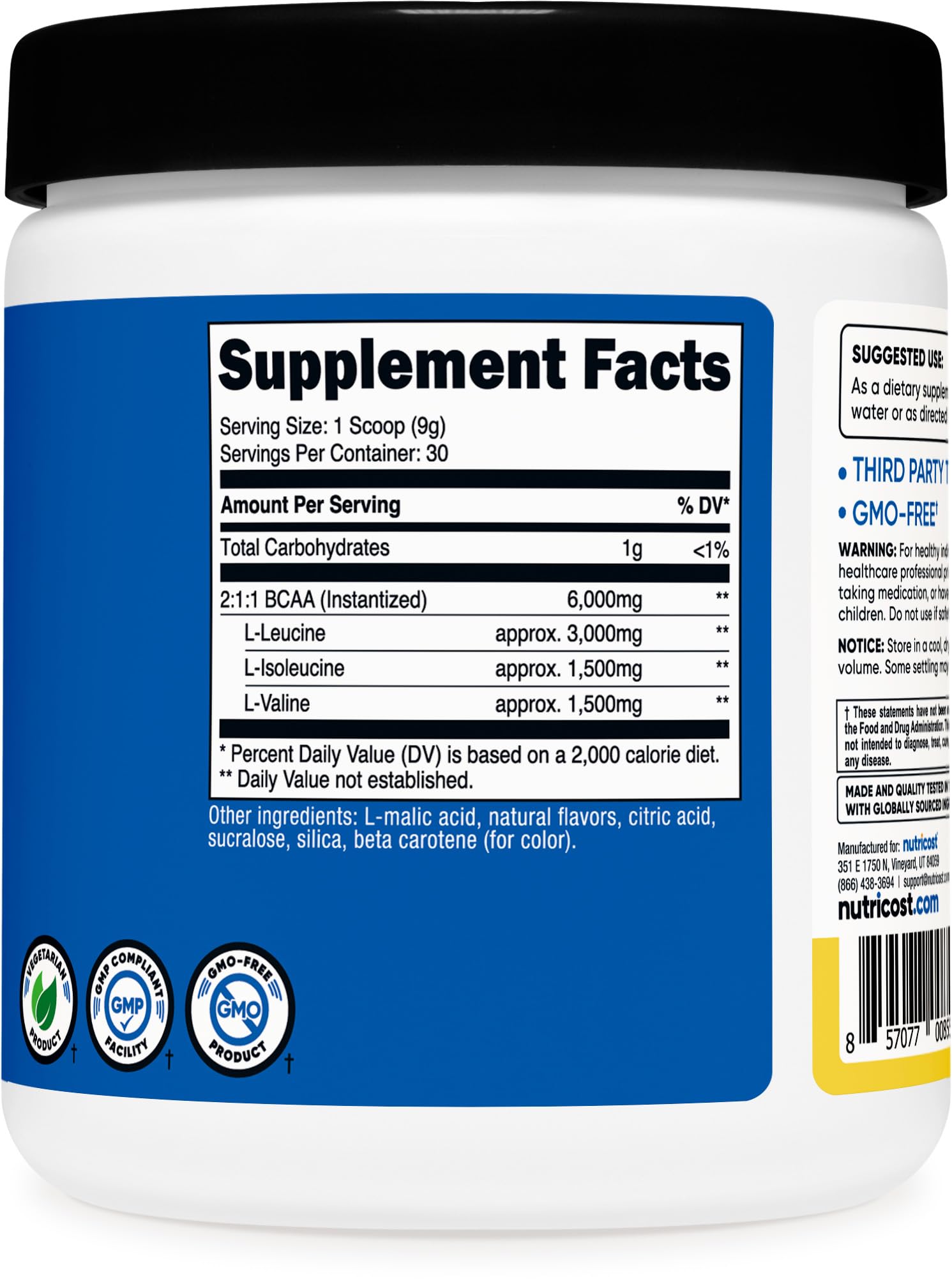Nutricost BCAA Powder Pineapple Flavour with mixed drink