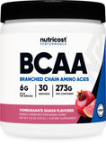 Nutricost BCAA Powder Pomegranate Guava front view with packaging