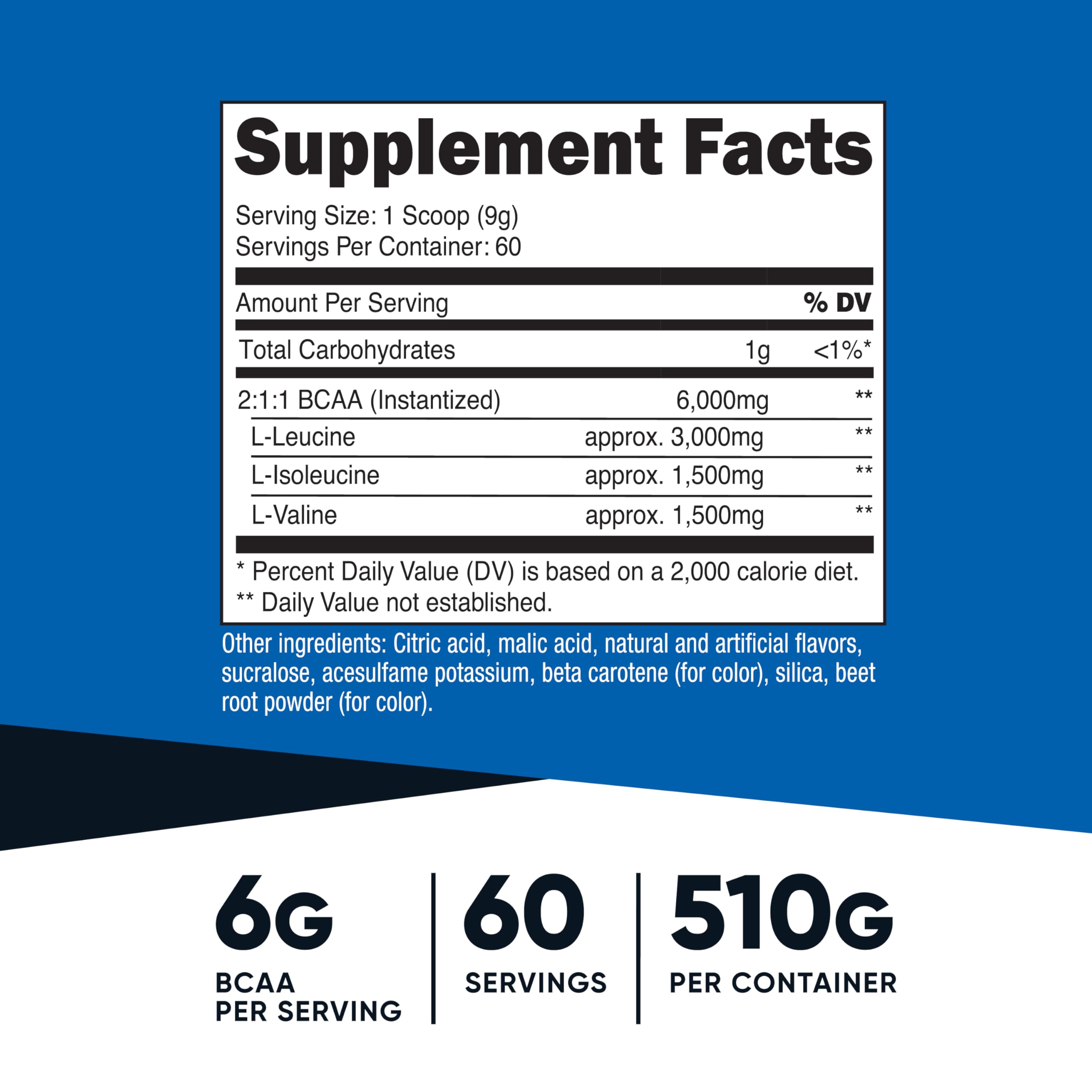 Nutricost BCAA Powder scoop included for serving