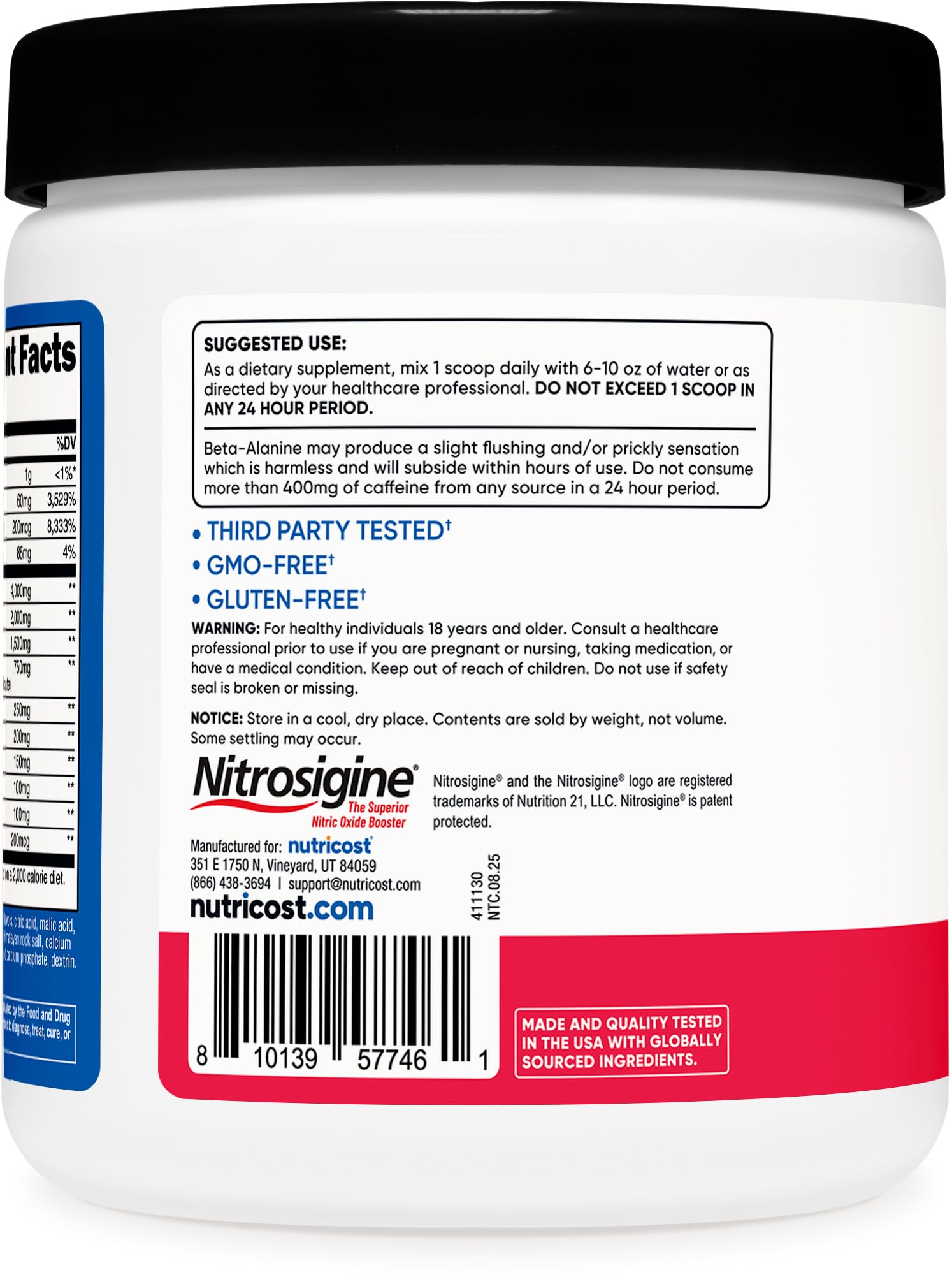 Nutricost BCAA Supplement container on a gym bench