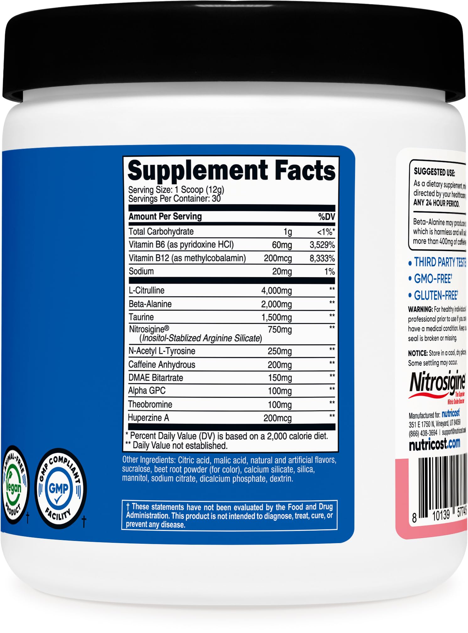 Nutricost BCAA Supplement packaging details