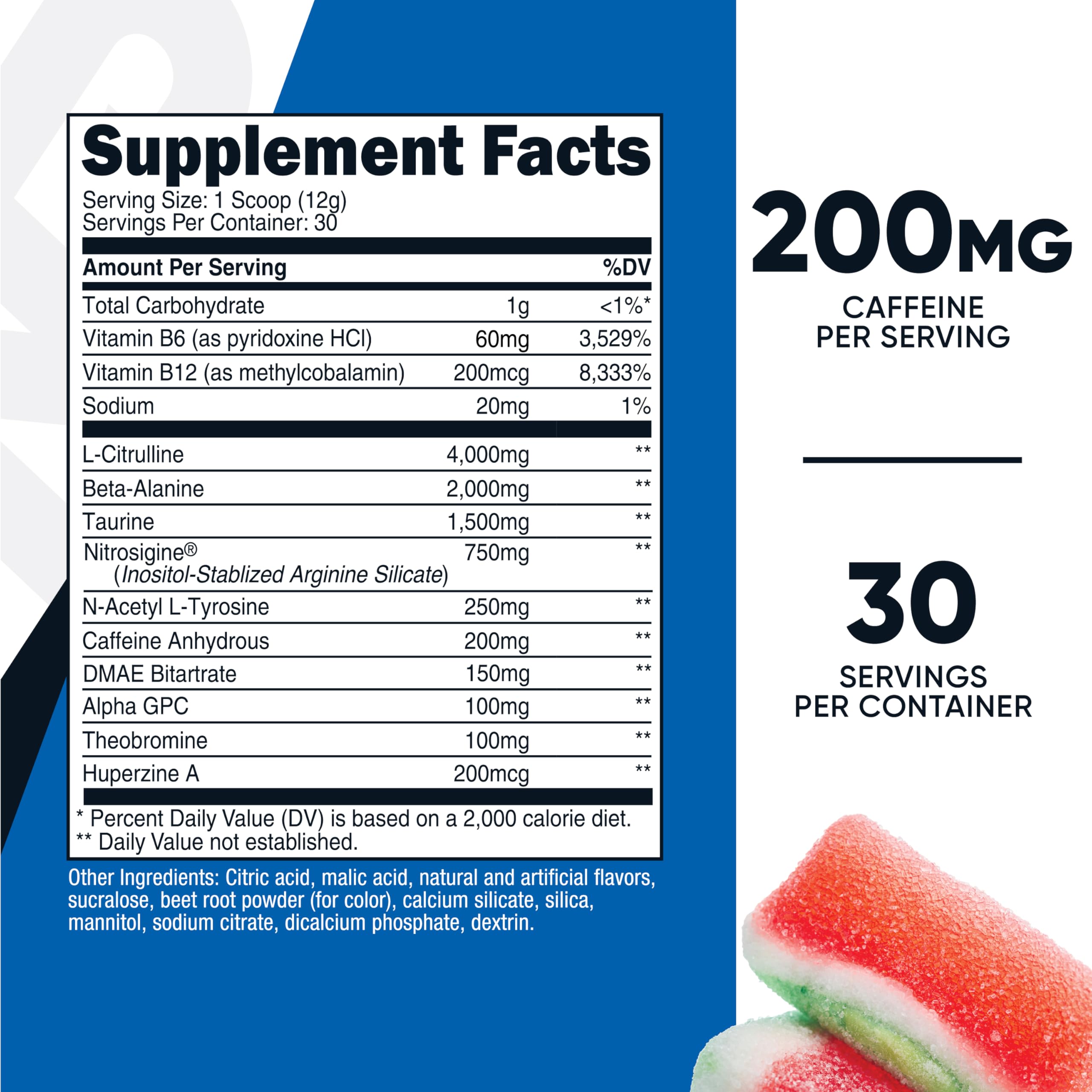 Nutricost BCAA Supplement side view showing ingredients