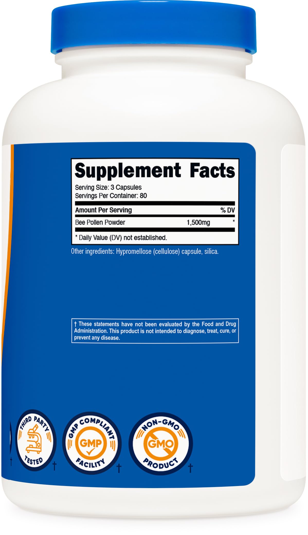 Nutricost Bee Pollen Capsules packaging dimensions