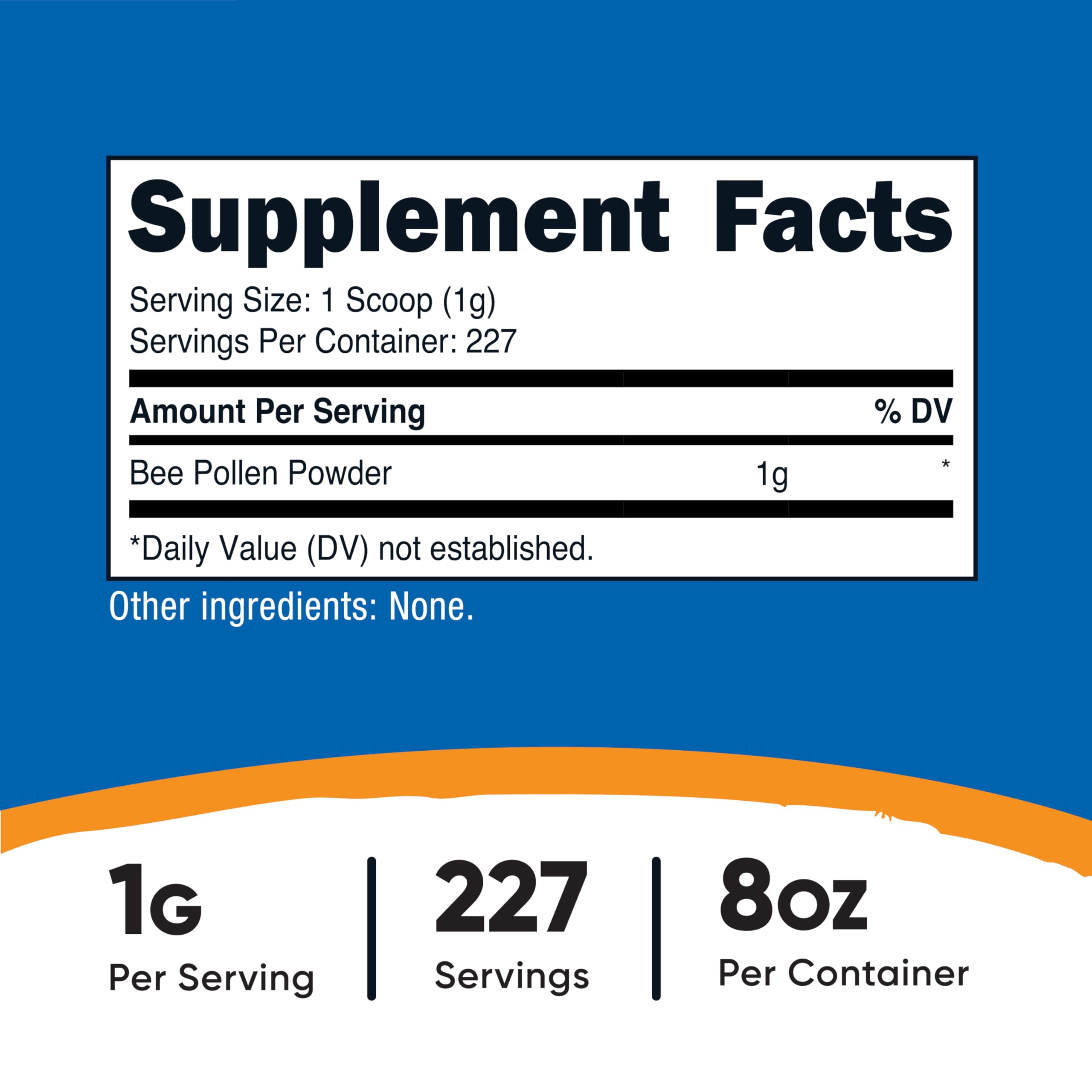 Nutricost Bee Pollen Powder nutritional information label