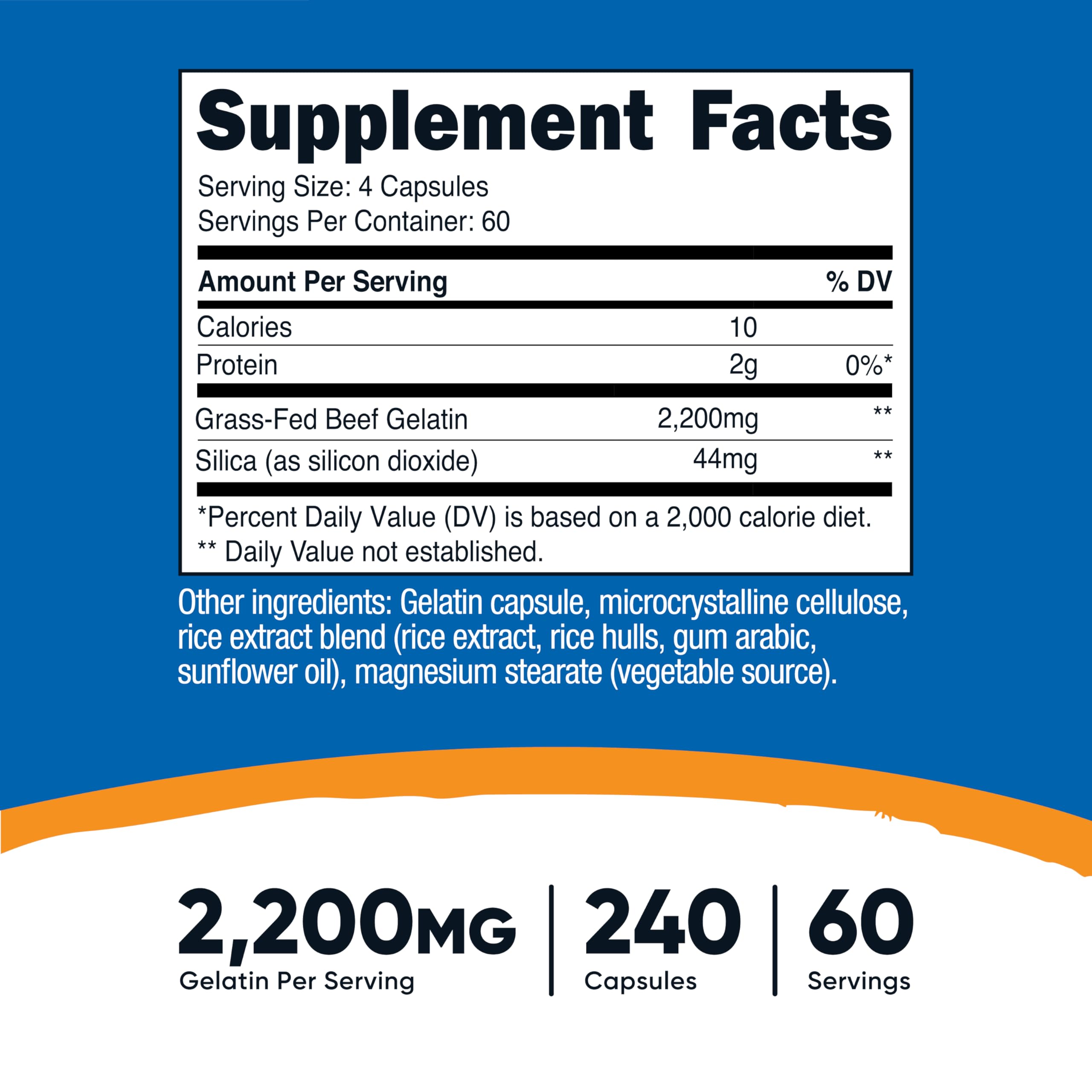 Nutricost Beef Gelatin Capsules showing the capsule form