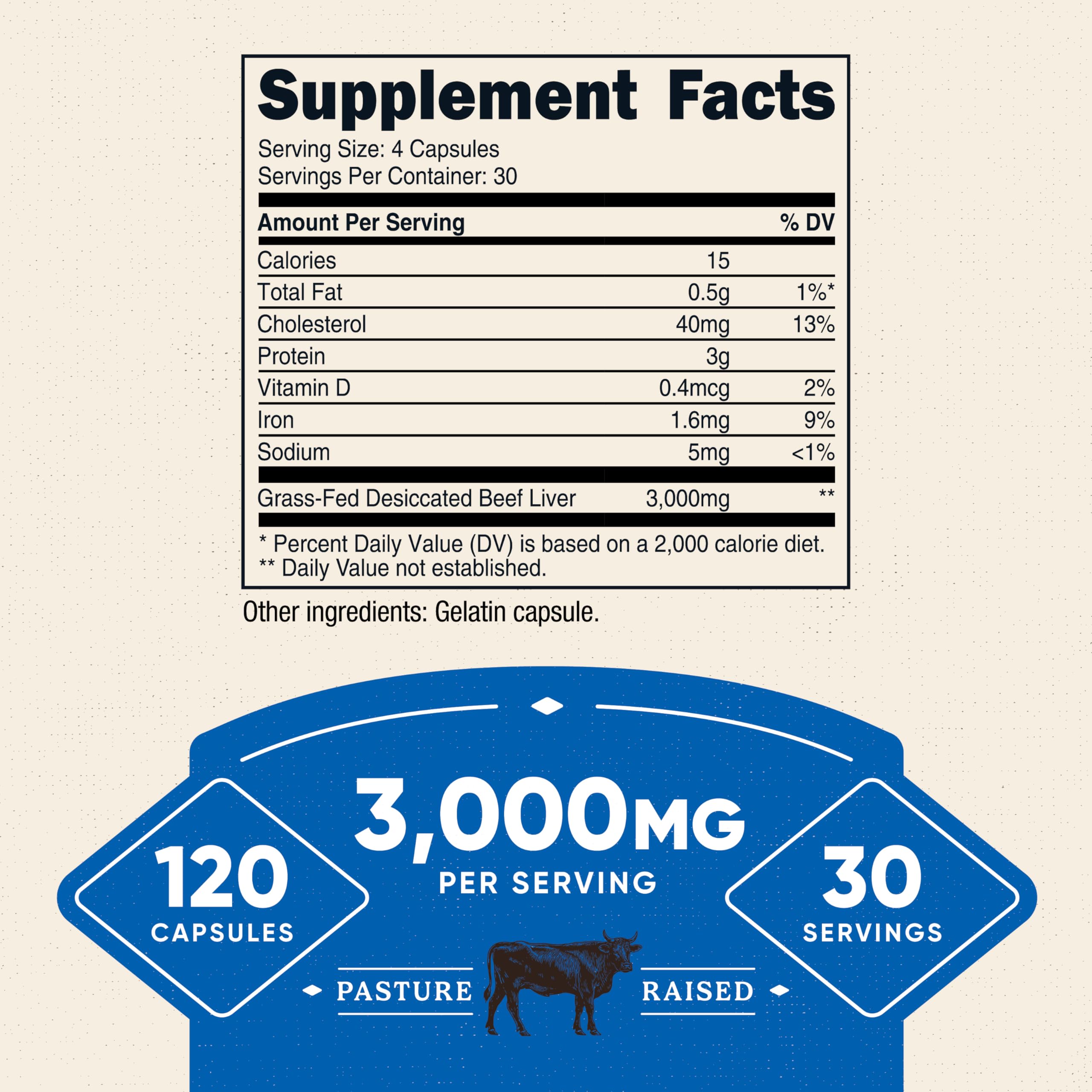 Nutricost Beef Liver Extract Capsules 3000mg close-up of capsules