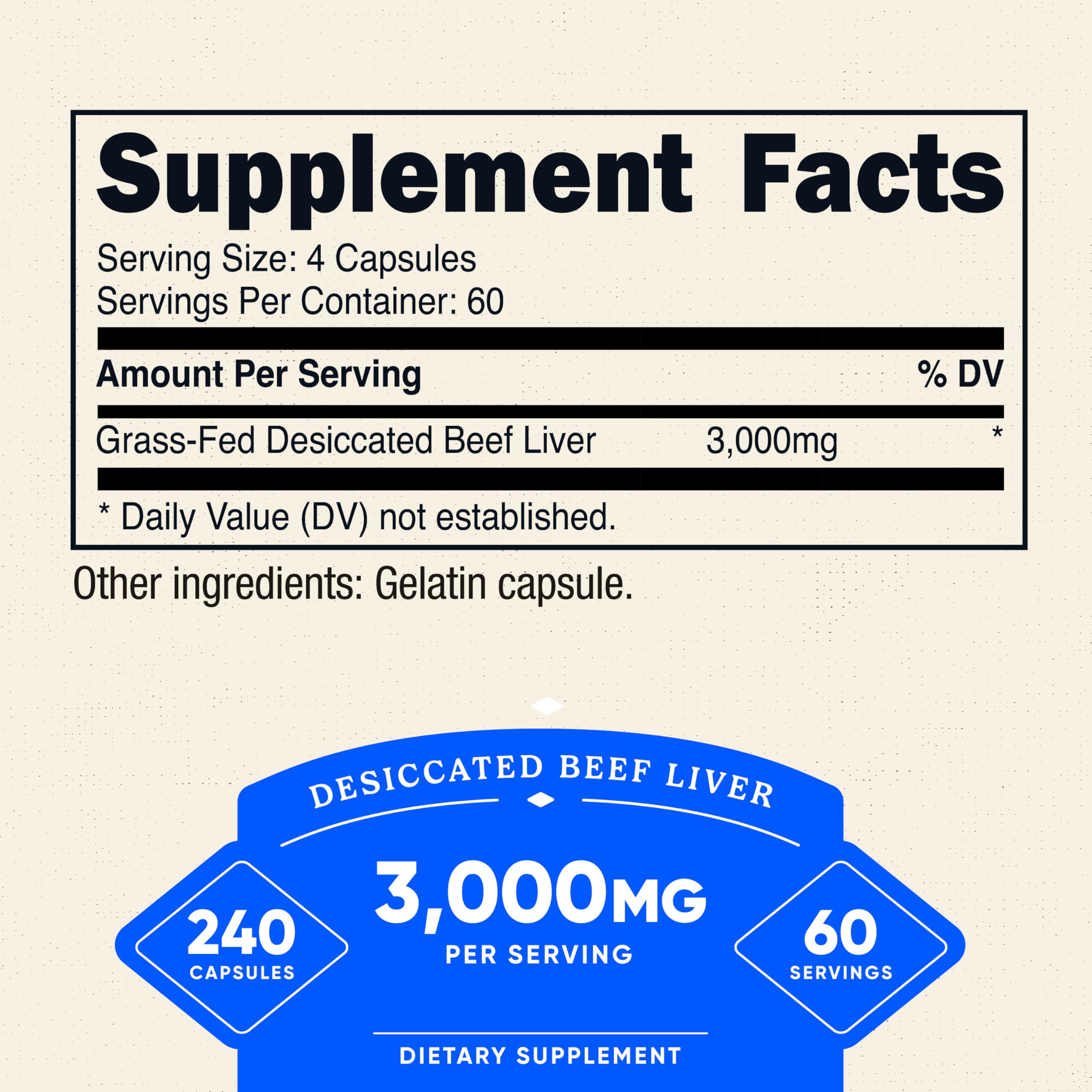 Nutricost Beef Liver Extract Capsules side view showing label